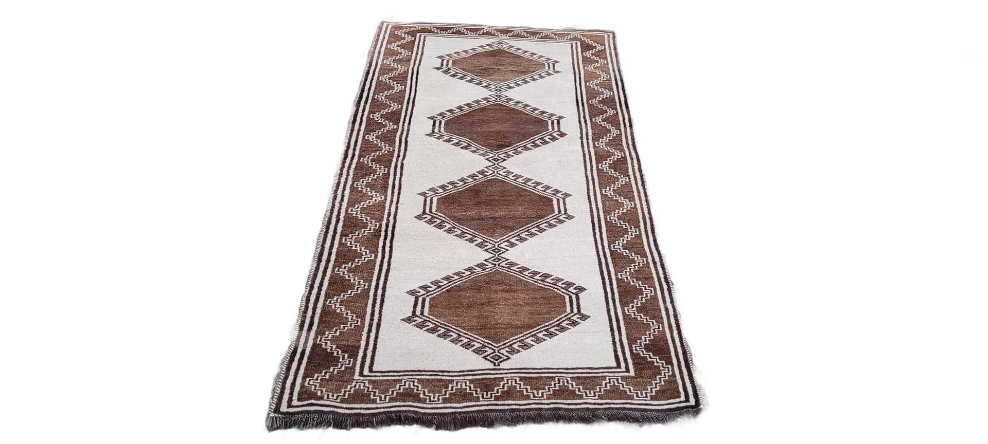 Dywan perski nomadyczny, 104x200 cm, brązowy, wełna, Afganistan