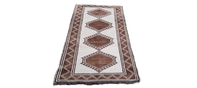 Dywan perski nomadyczny, 104x200 cm, brązowy, wełna, Afganistan - WYMIARY