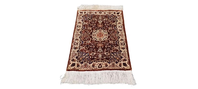 Dywan Ghom, 64x120 cm, jedwab brązowy, Iran