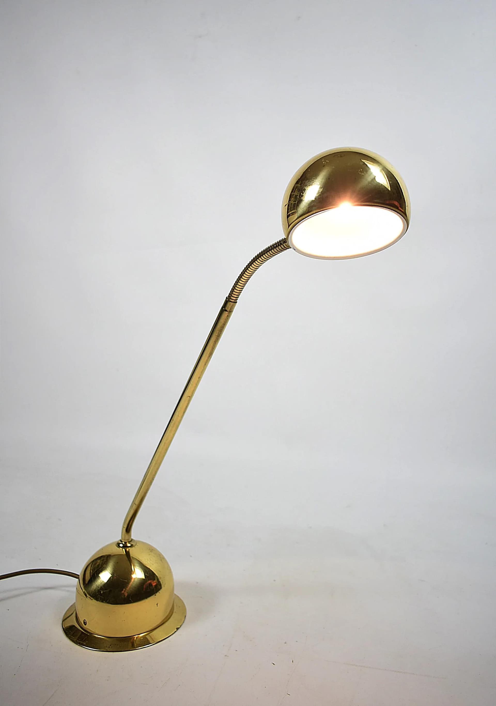 Lampa biurkowa, złoty, mosiądz, Fischer Leuchten, Niemcy, lata 80. - 85372