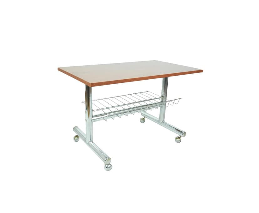 Coffee table, brown wood chrome, Poland, 1970s.