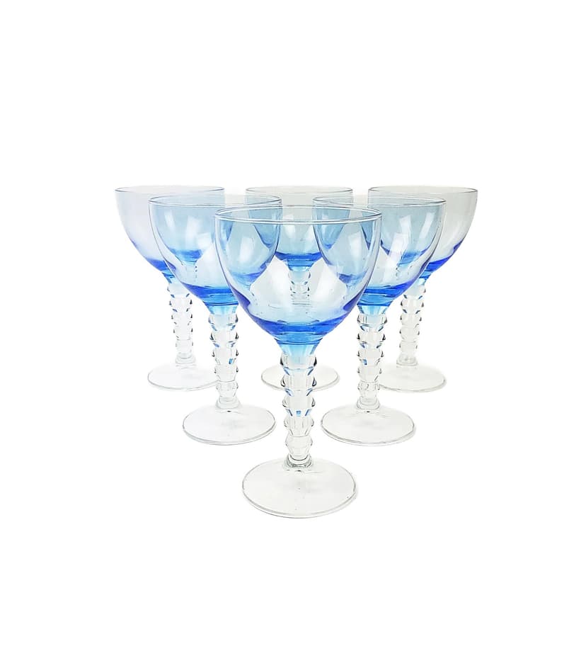 Zestaw kieliszków, niebieski, szkło, Polska, lata 80.