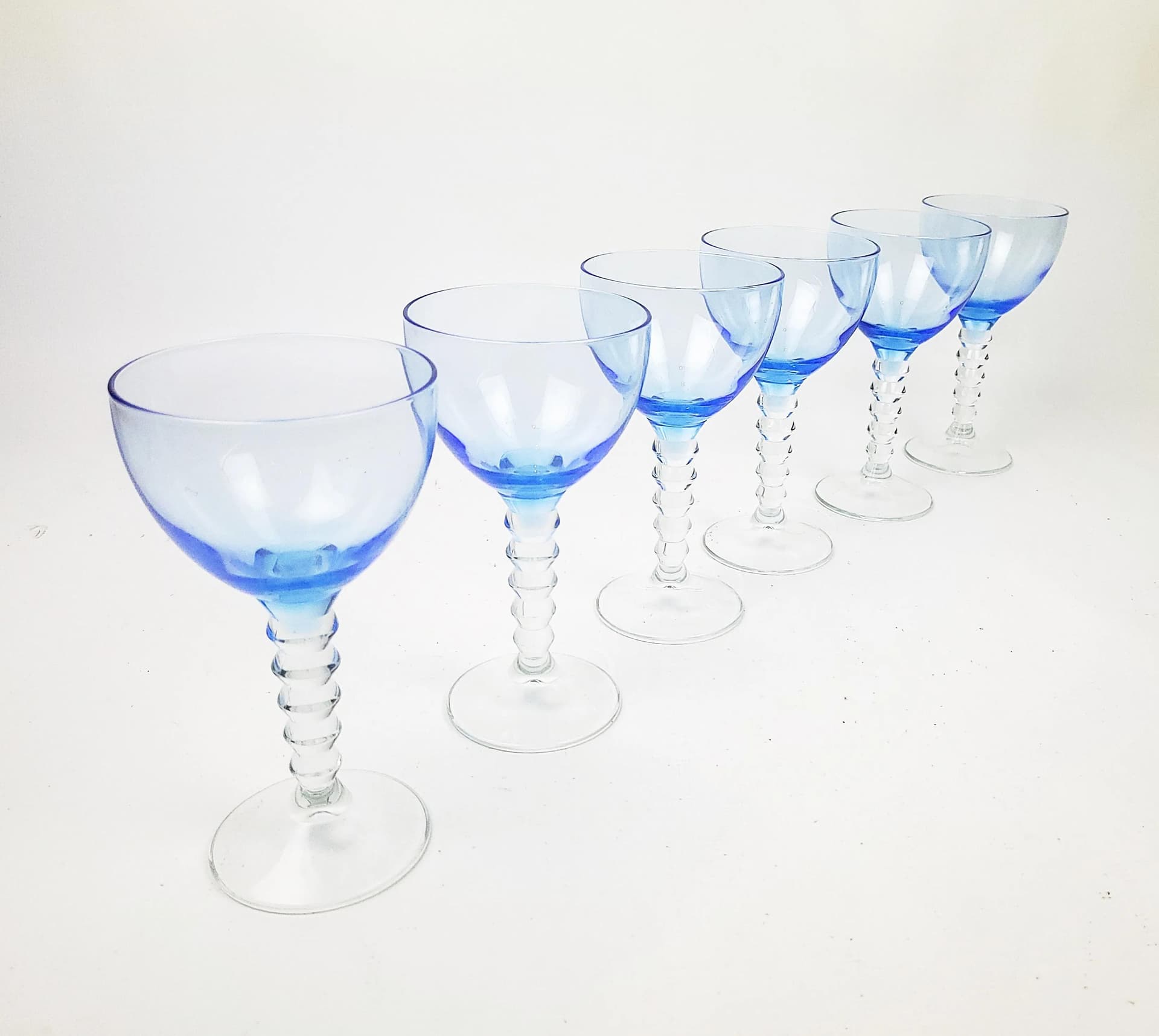 Zestaw kieliszków, niebieski, szkło, Polska, lata 80. - 85346