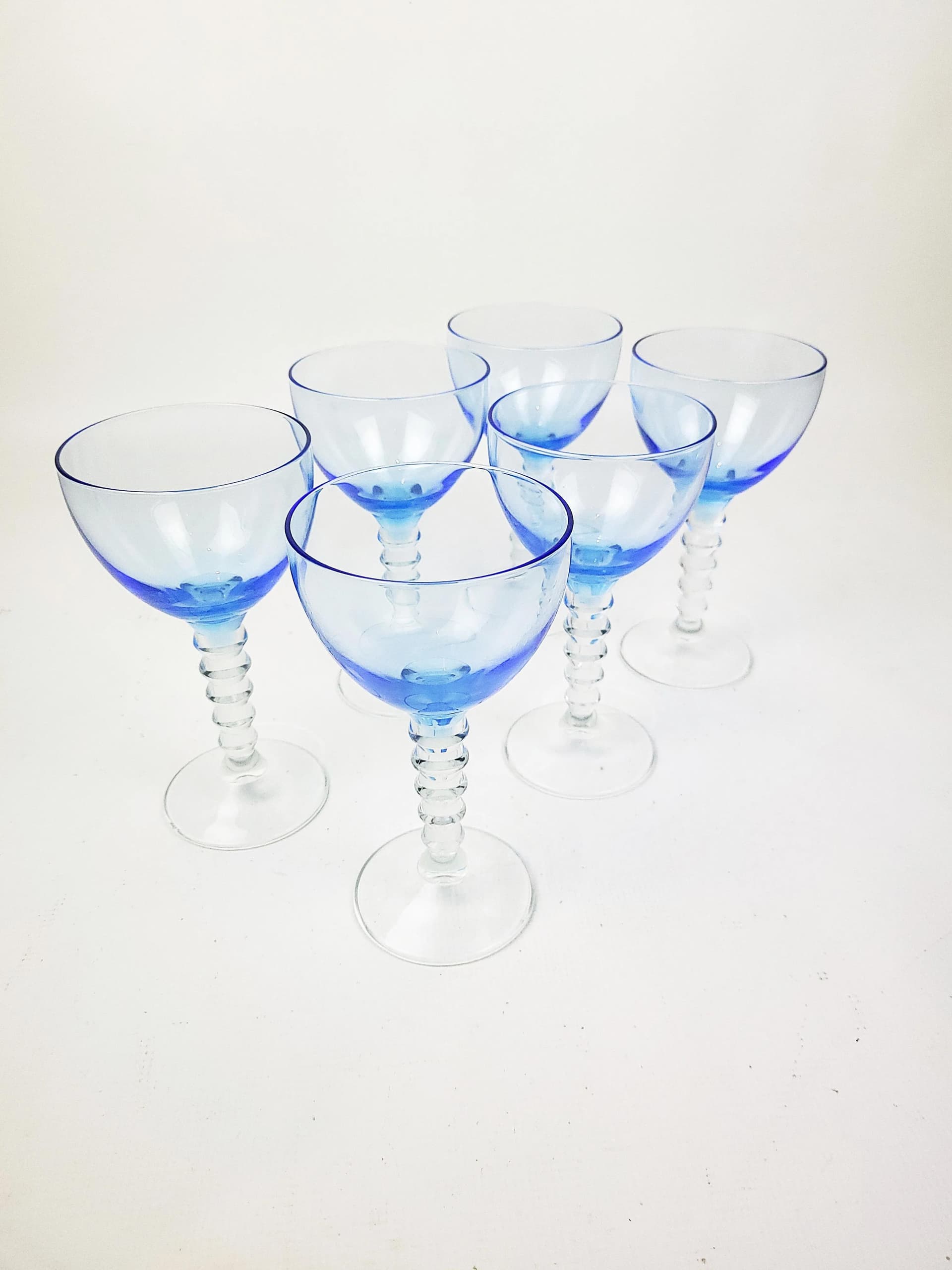 Zestaw kieliszków, niebieski, szkło, Polska, lata 80. - 85343