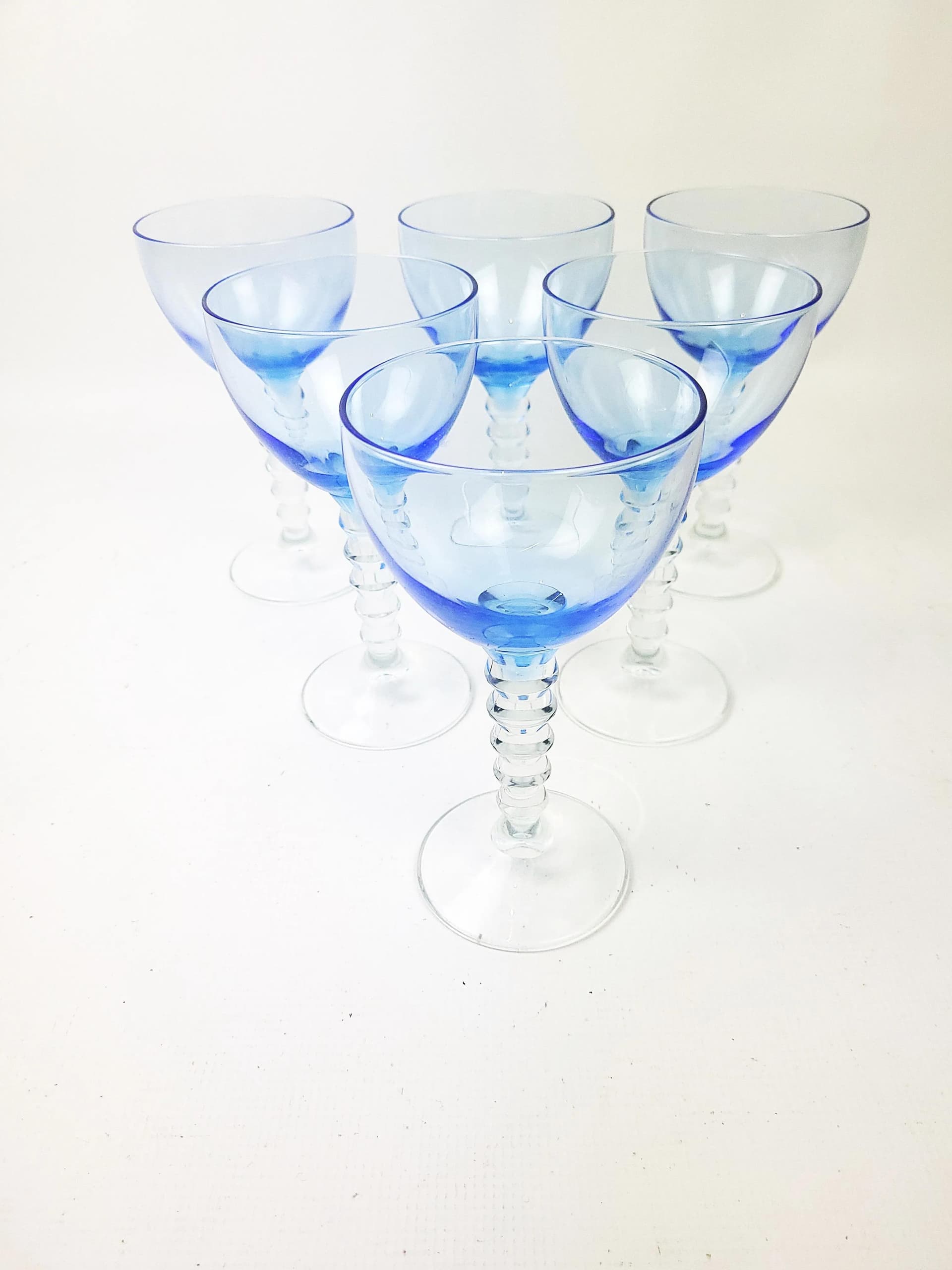 Zestaw kieliszków, niebieski, szkło, Polska, lata 80. - 85345