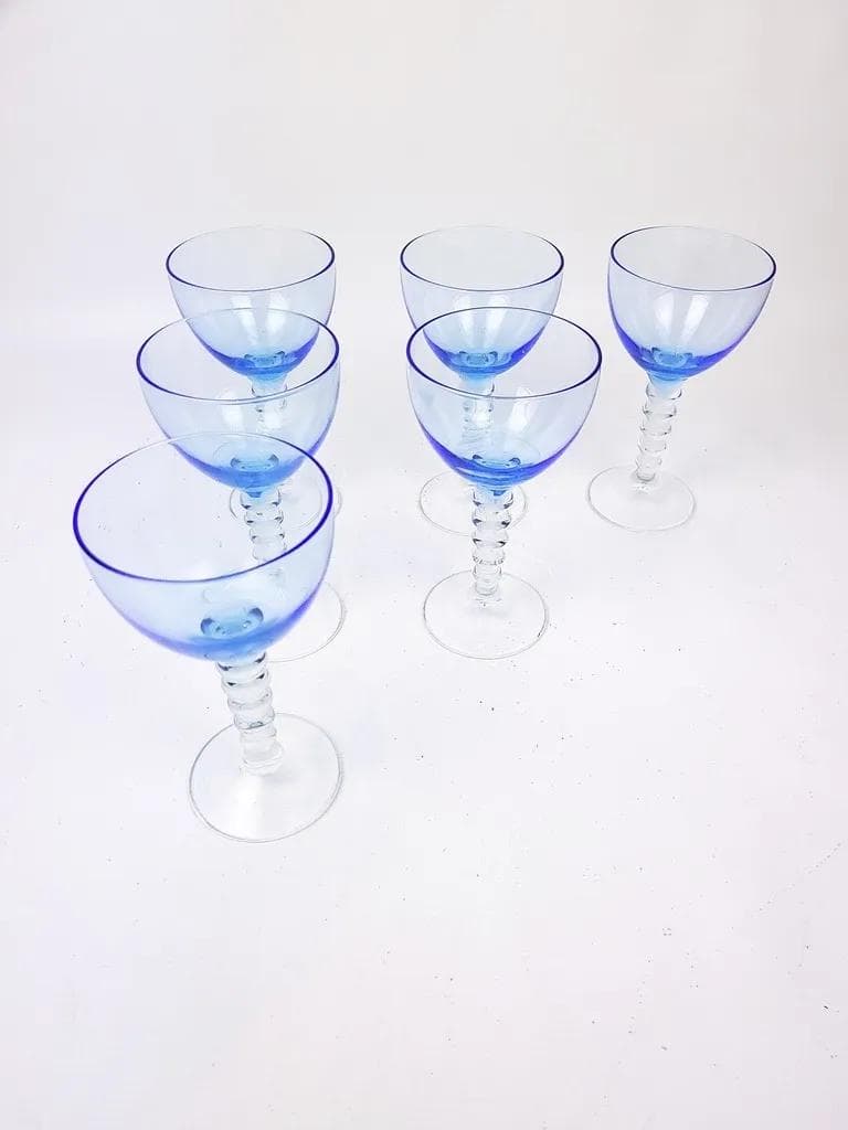 Zestaw kieliszków, niebieski, szkło, Polska, lata 80. - 85340