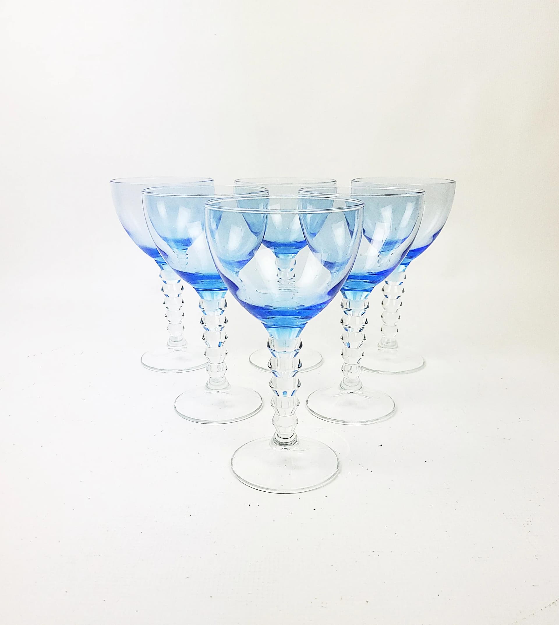 Zestaw kieliszków, niebieski, szkło, Polska, lata 80. - 85339
