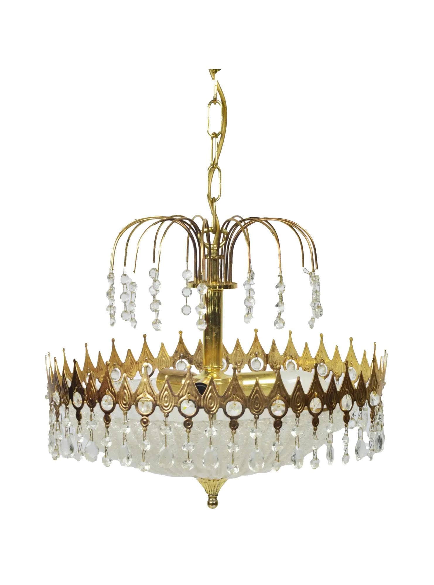 Chandelier, golden glass, Germany, 1970s.