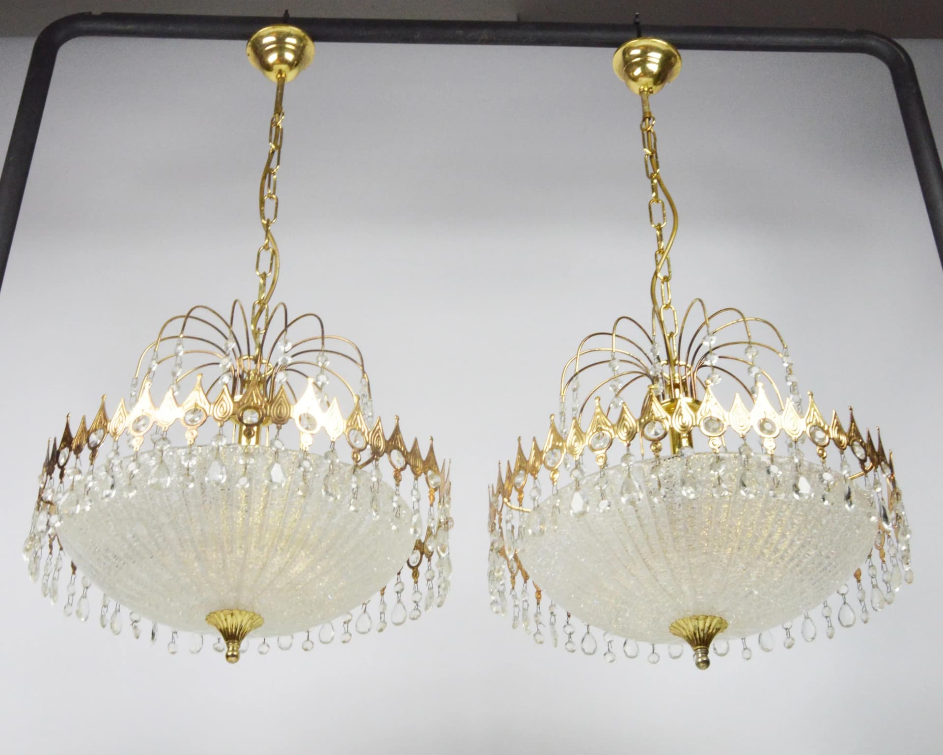 Chandelier, golden glass, Germany, 1970s. - 85319