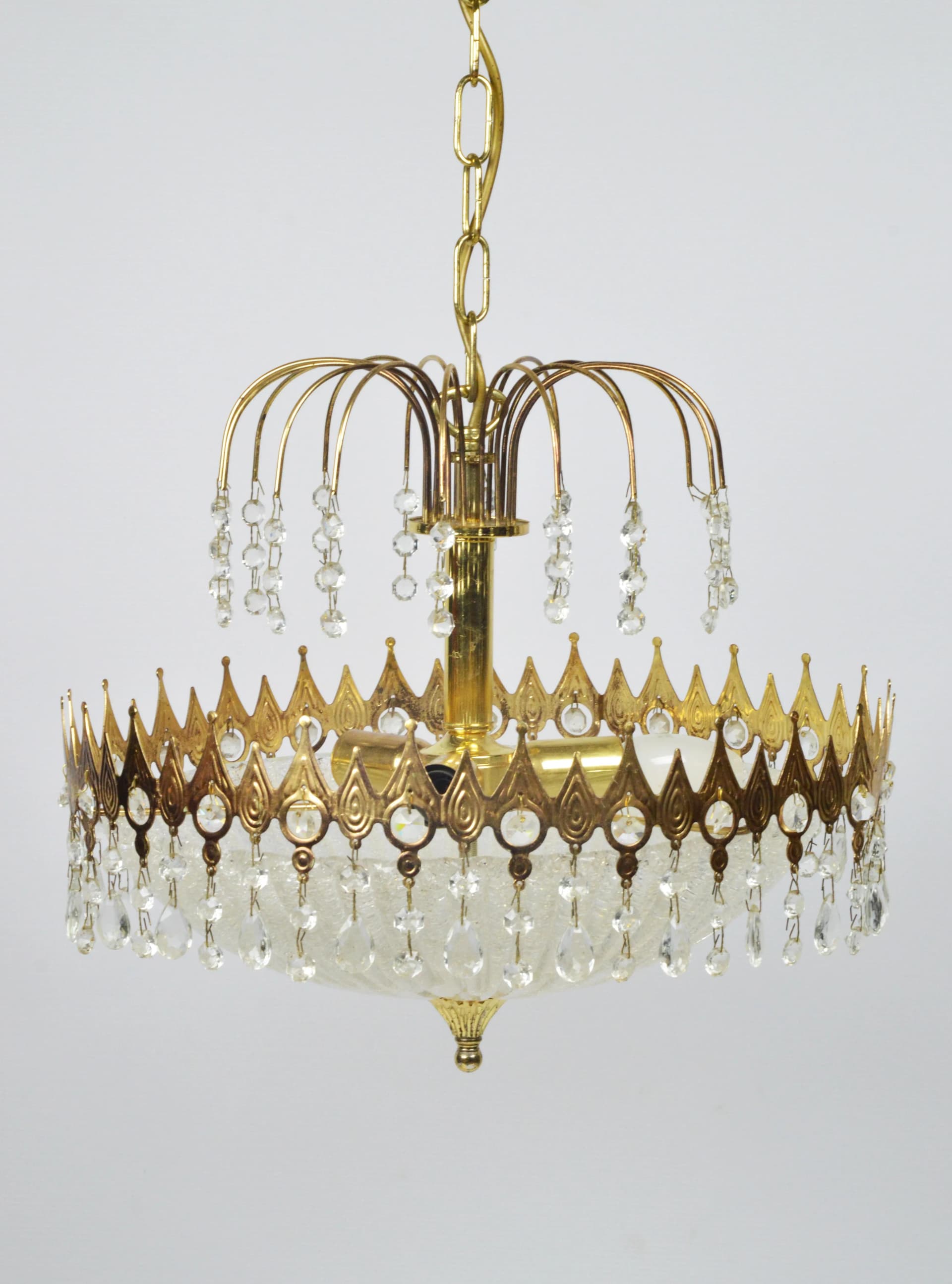 Chandelier, golden glass, Germany, 1970s. - 85321