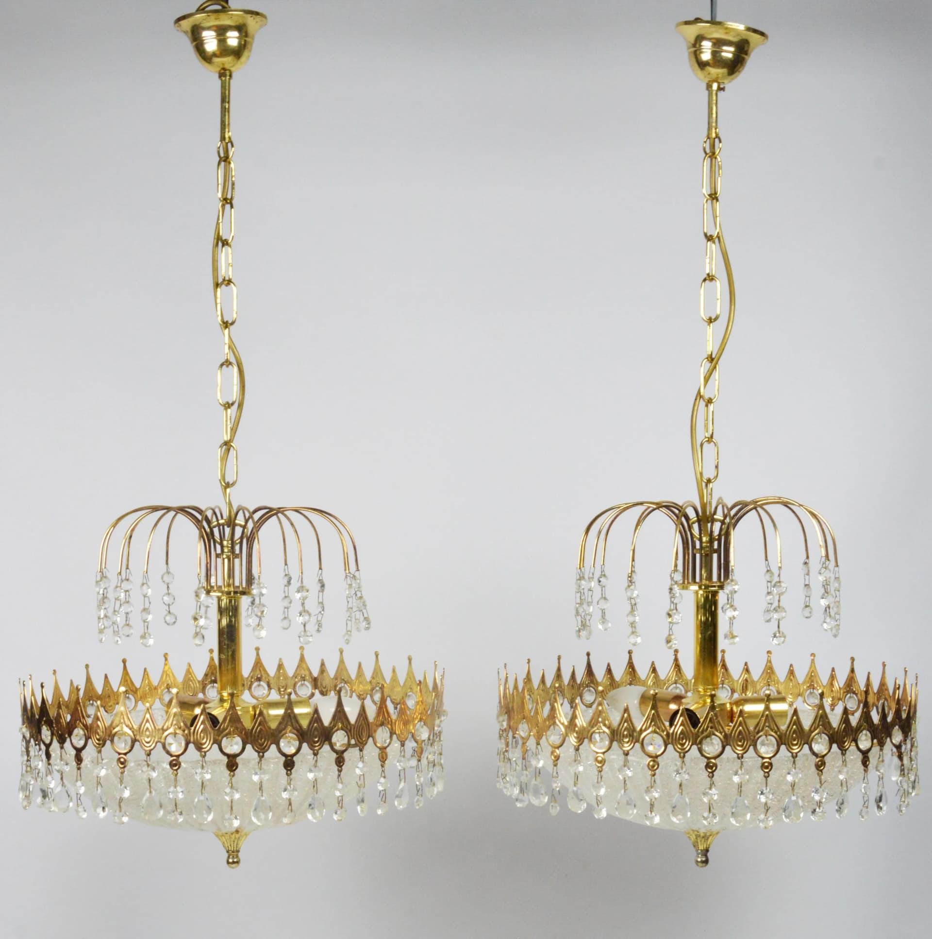 Chandelier, golden glass, Germany, 1970s. - 85318