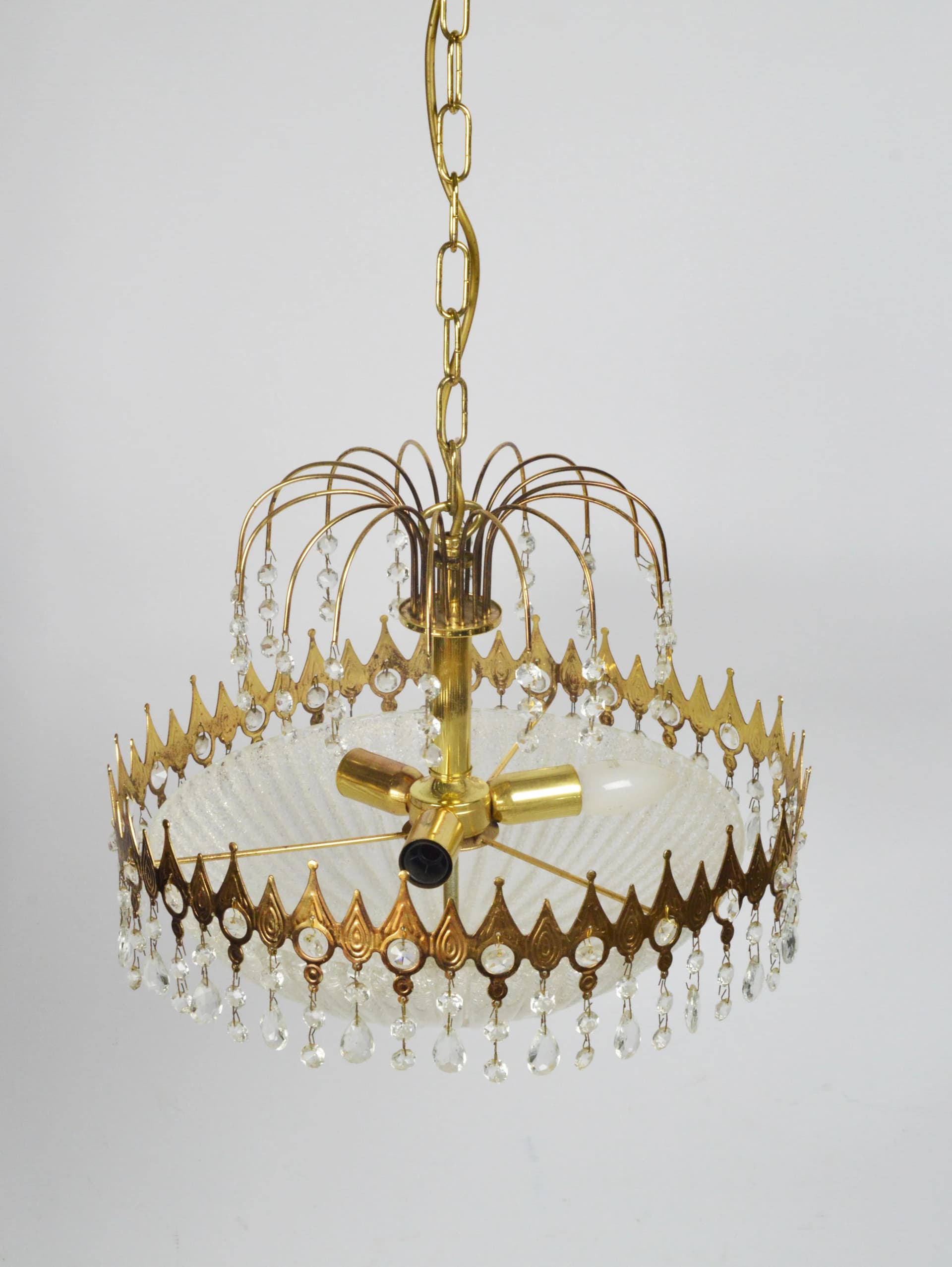 Chandelier, golden glass, Germany, 1970s. - 85324
