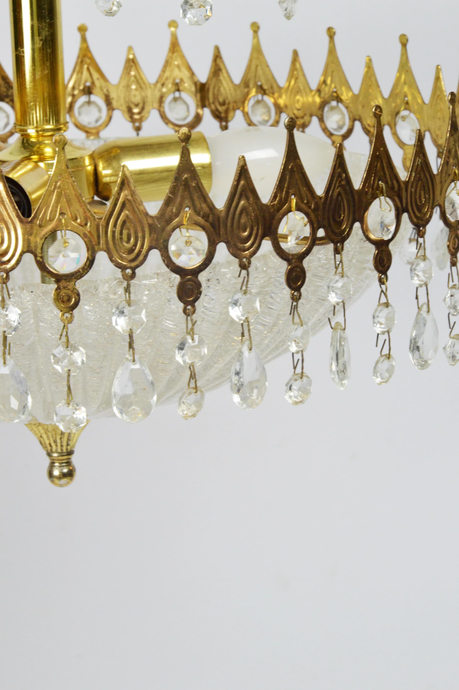 Chandelier, golden glass, Germany, 1970s. - 85326