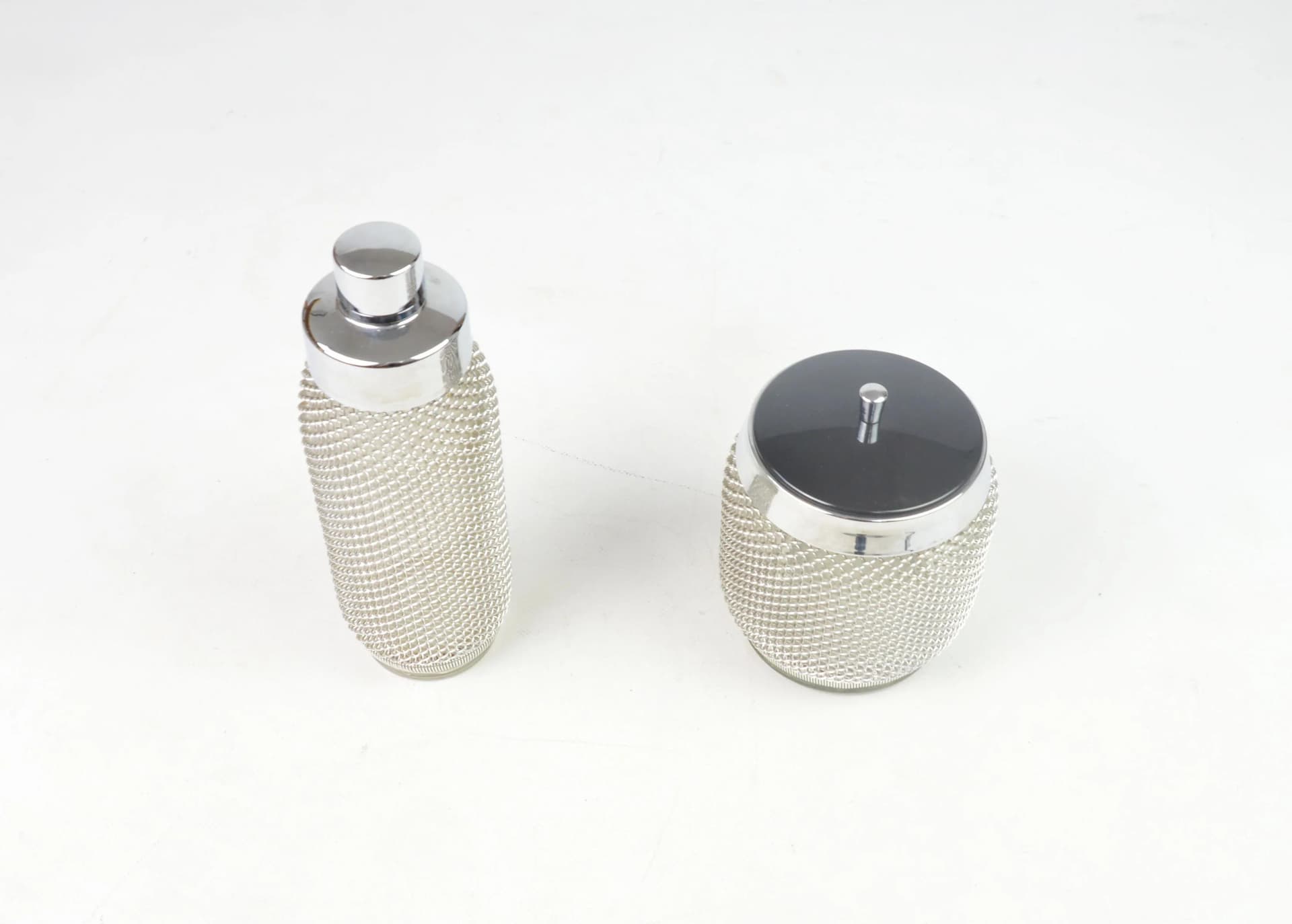 Zestaw barmański Mercuria, szkło przezroczyste, metal srebrny, Czechosłowacja, lata 70. - 85271