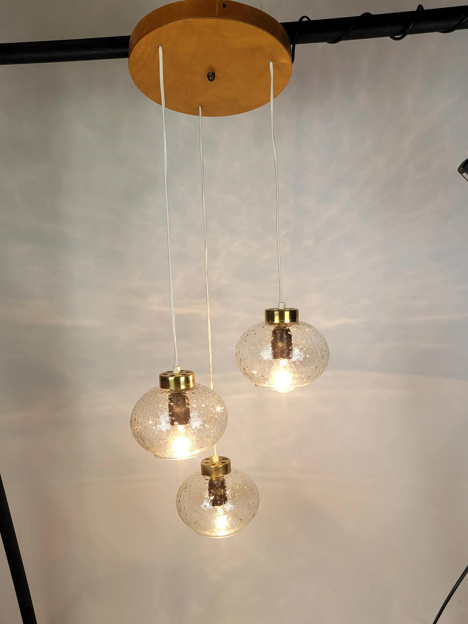 Cascading pendant lamp, transparent glass, Poland, 1970s. - 85267