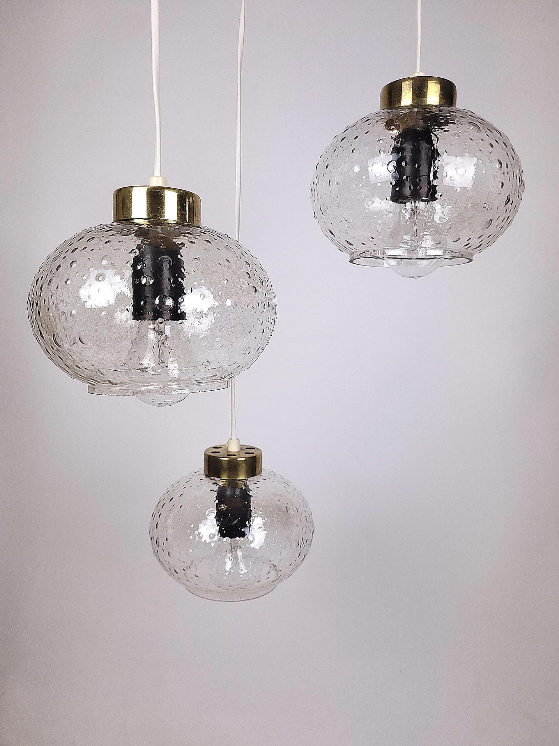 Cascading pendant lamp, transparent glass, Poland, 1970s. - 85265