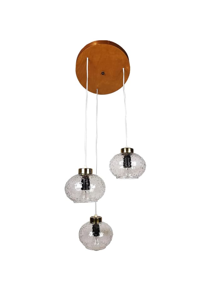 Cascading pendant lamp, transparent glass, Poland, 1970s. - DIMENSION