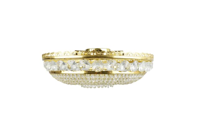 Żyrandol Preciosa Jablonec, złoty, metal, kryształ, Czechosłowacja, lata 70. - WYMIARY