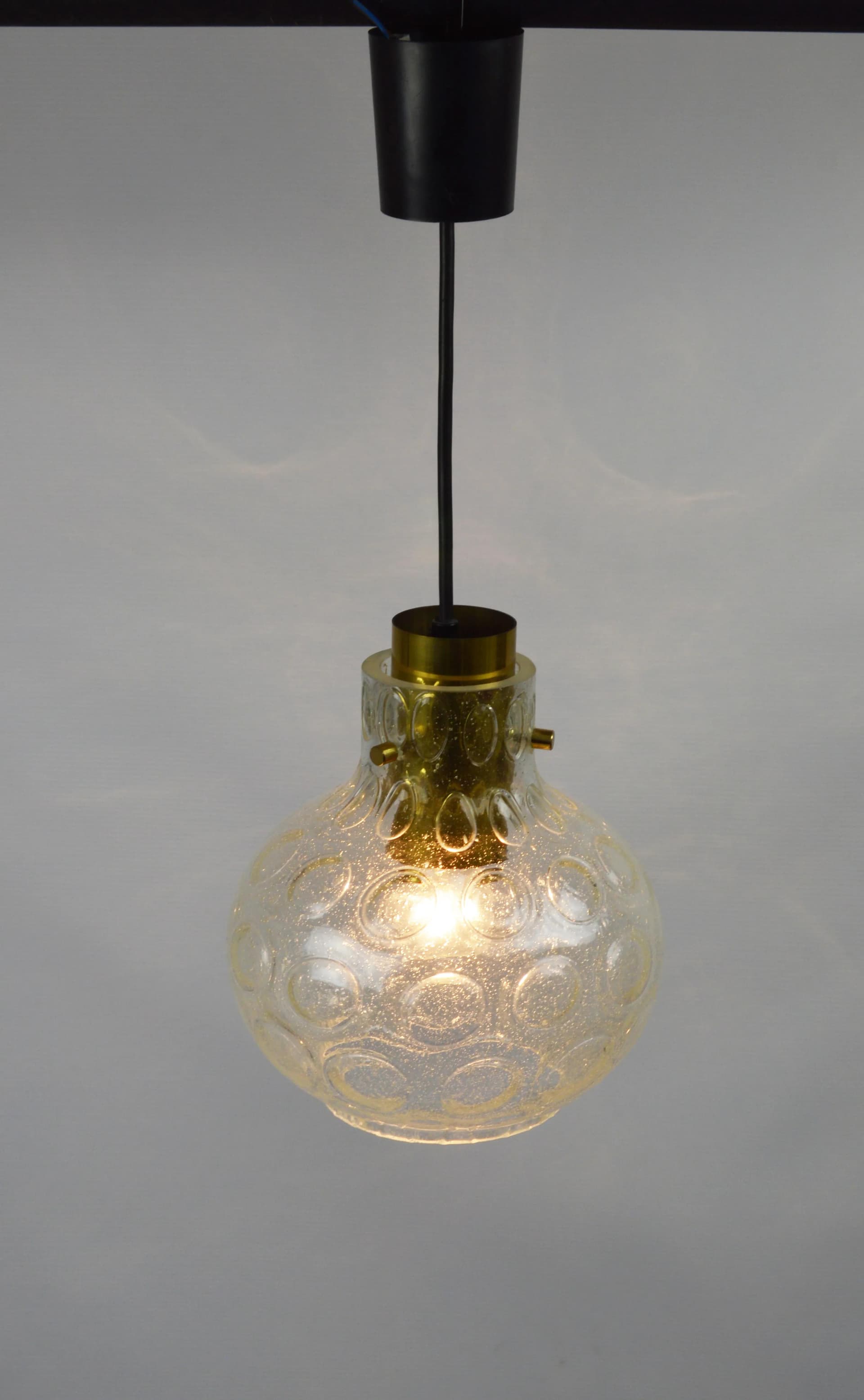 Pendant lamp, transparent glass, Poland, 1970s. - 85230