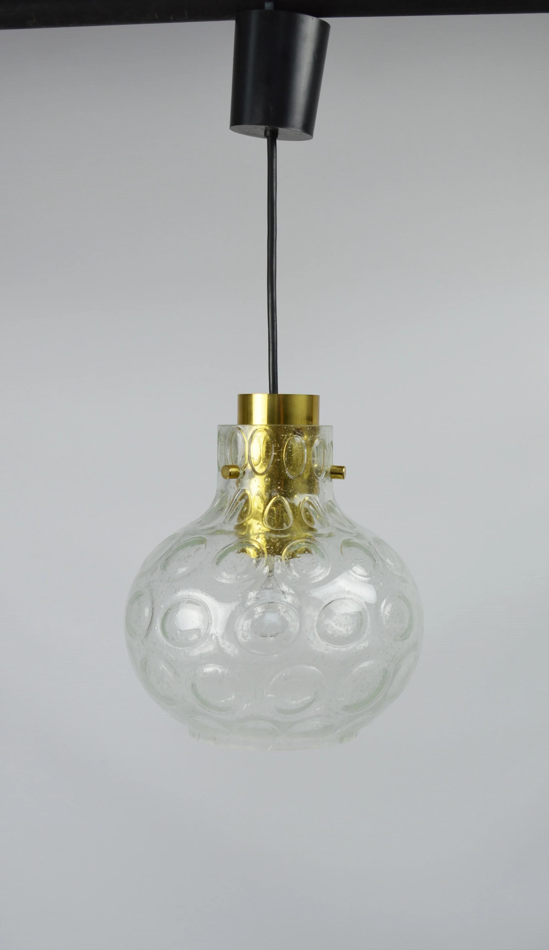 Pendant lamp, transparent glass, Poland, 1970s. - 85229
