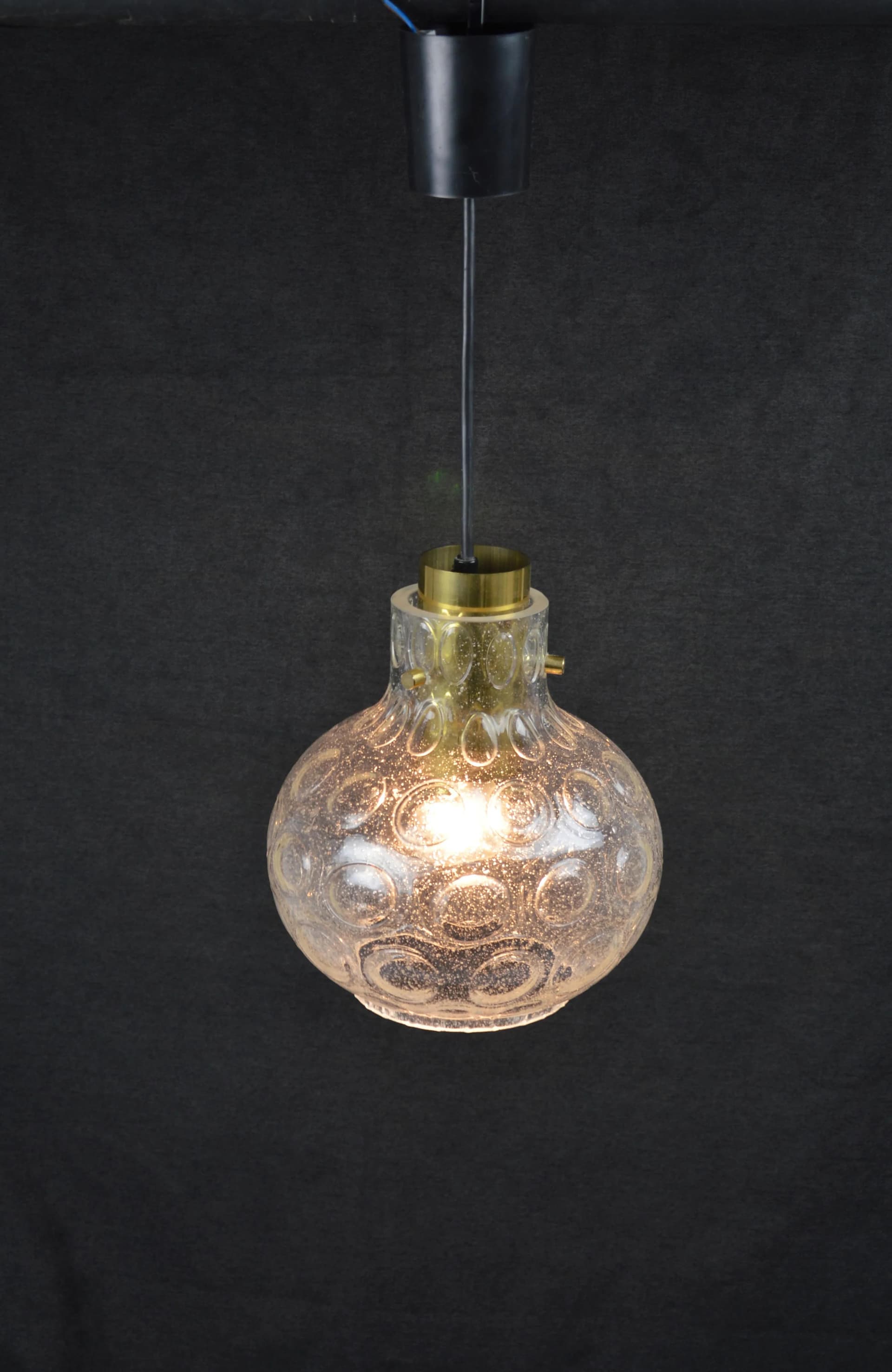 Pendant lamp, transparent glass, Poland, 1970s. - 85228