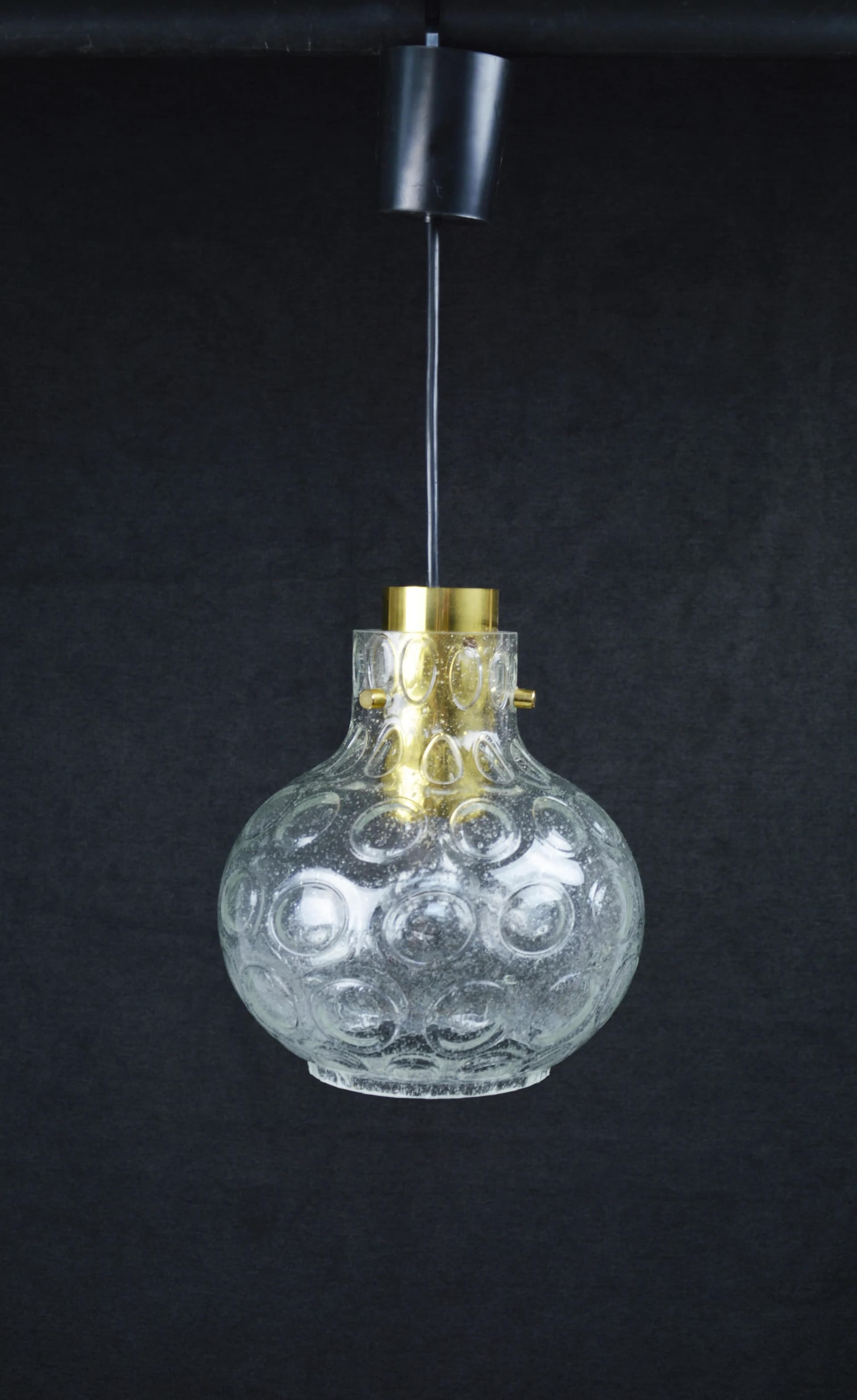 Pendant lamp, transparent glass, Poland, 1970s. - 85222