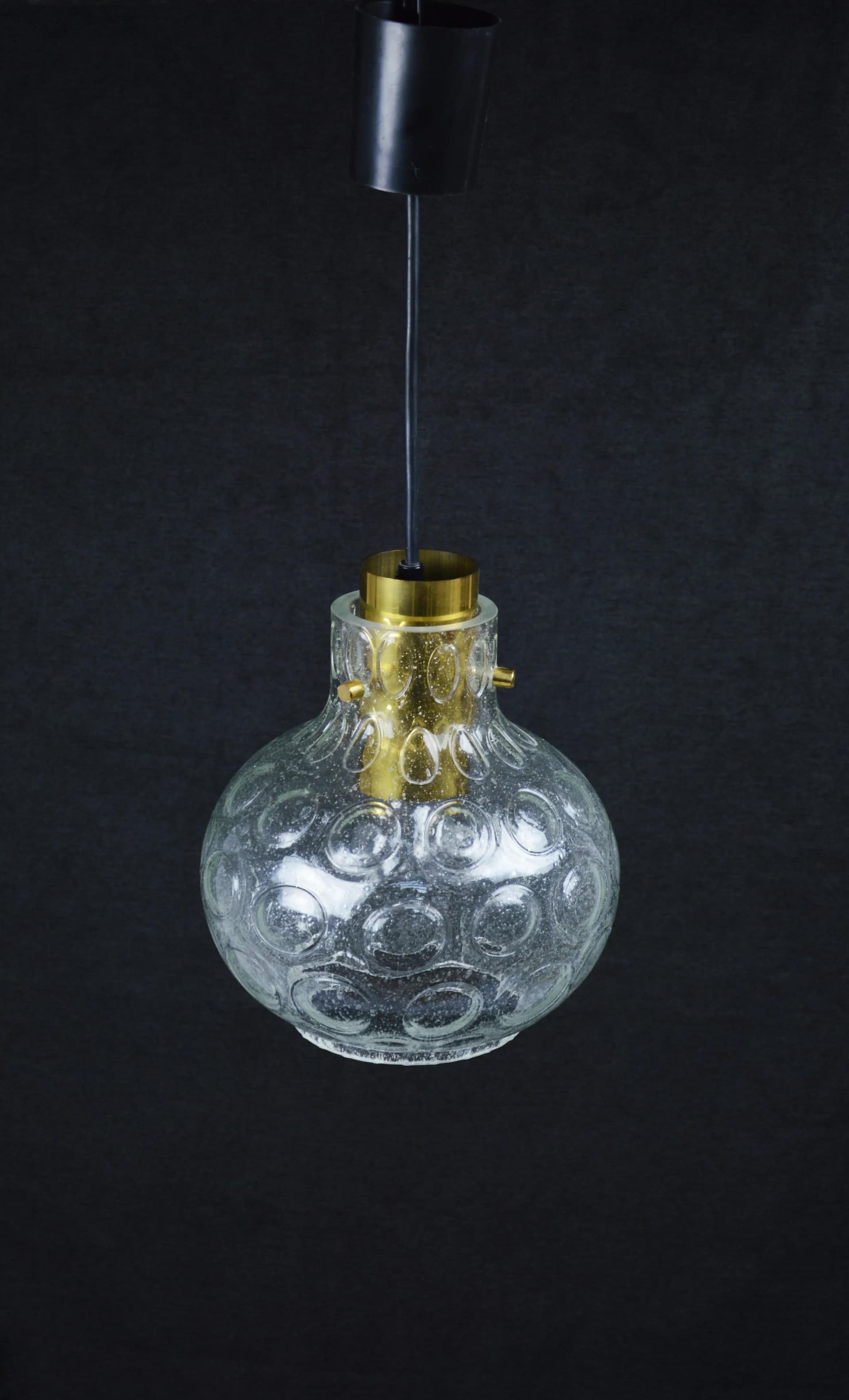 Pendant lamp, transparent glass, Poland, 1970s. - 85223
