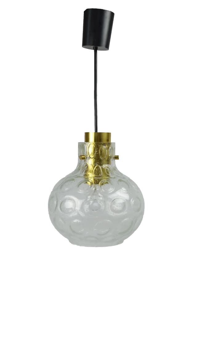 Pendant lamp, transparent glass, Poland, 1970s. - DIMENSION