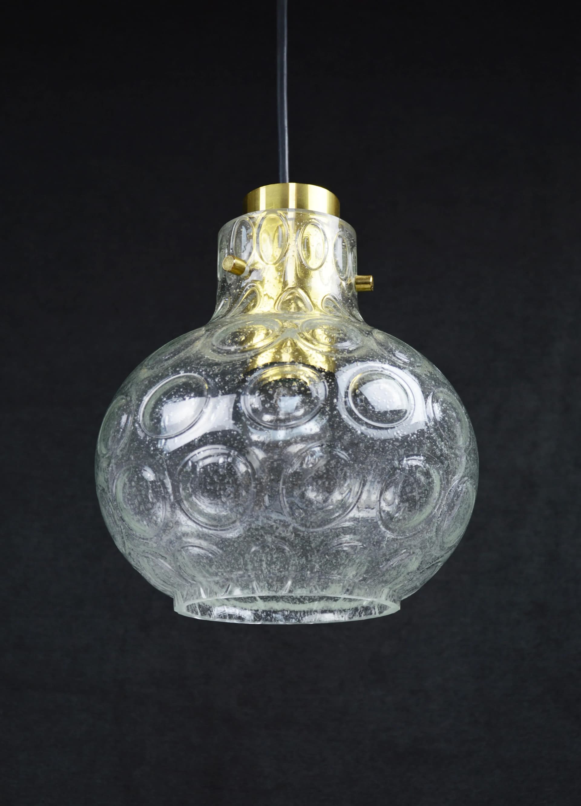 Pendant lamp, transparent glass, Poland, 1970s. - 85225