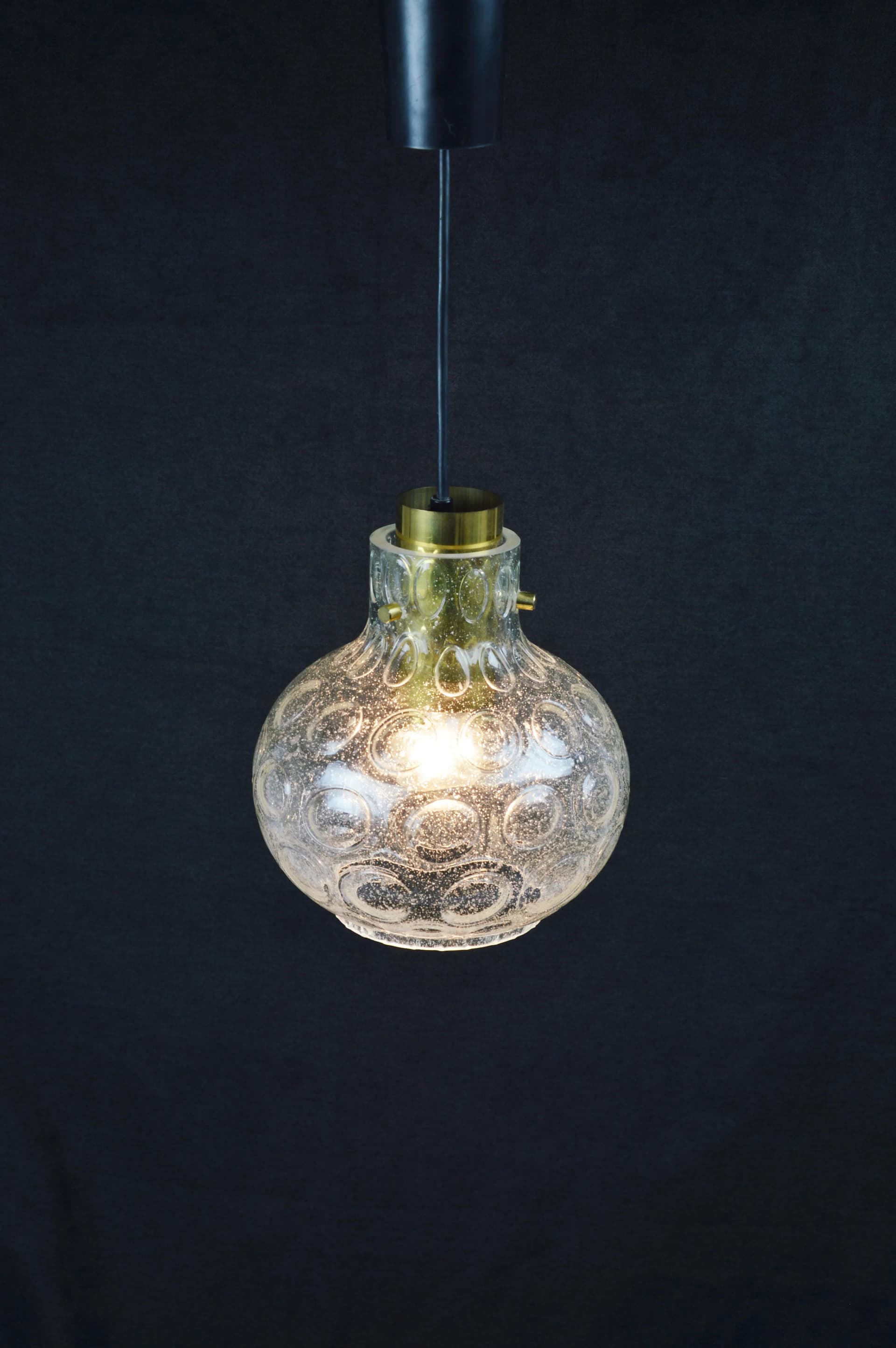 Pendant lamp, transparent glass, Poland, 1970s. - 85227