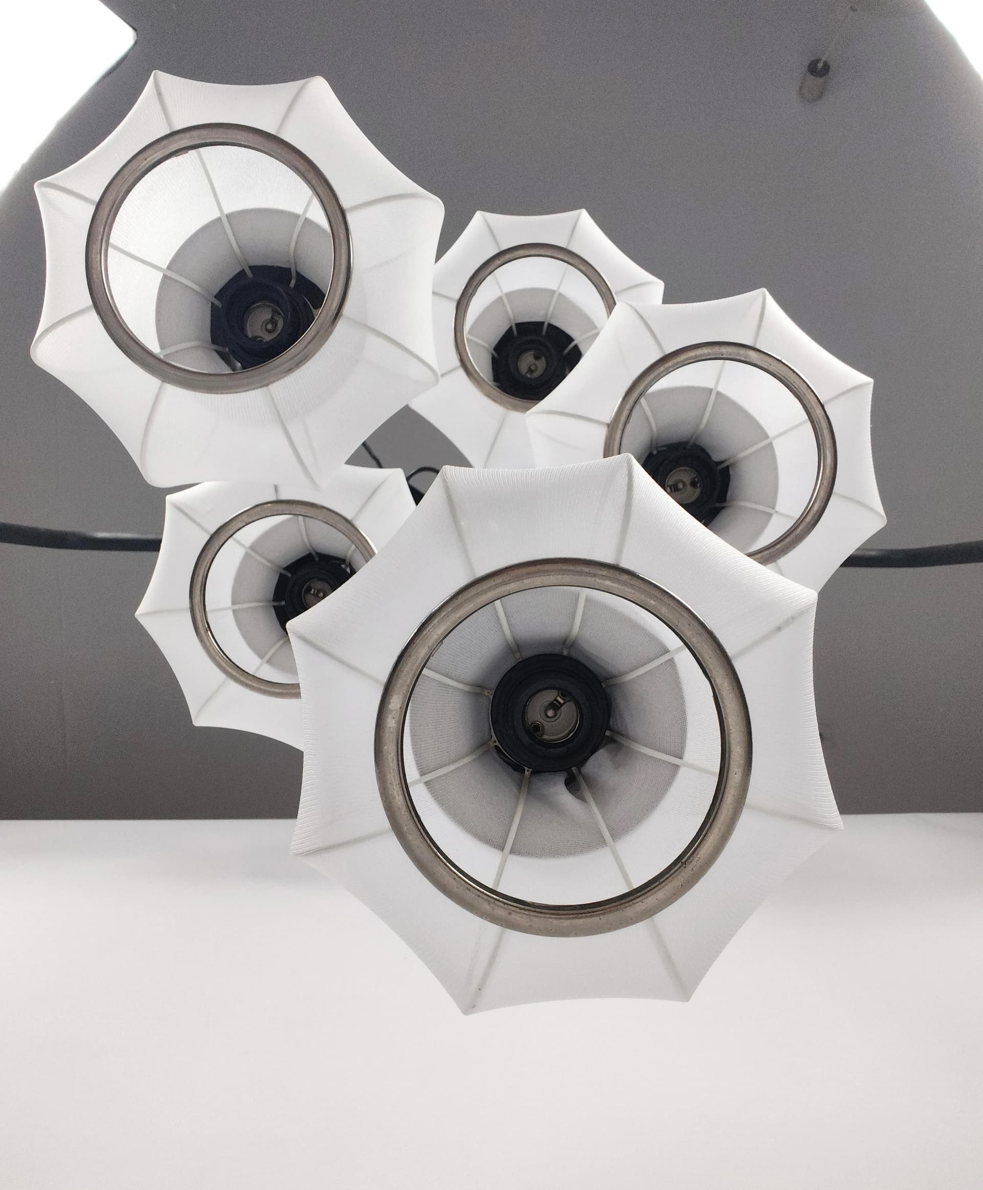 Pendant Lamp Space Age, white, metal, Poland, 1970s - 85178