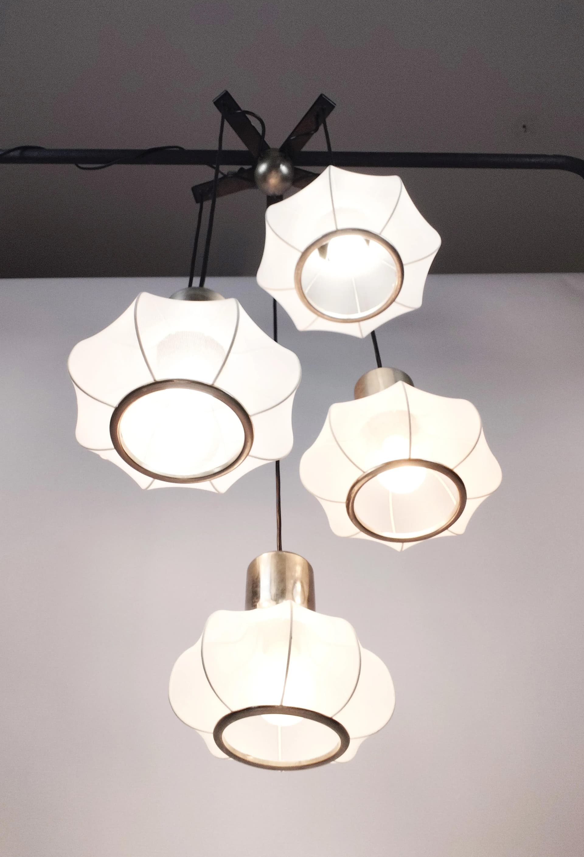 Pendant Lamp Space Age, white, metal, Poland, 1970s - 85183