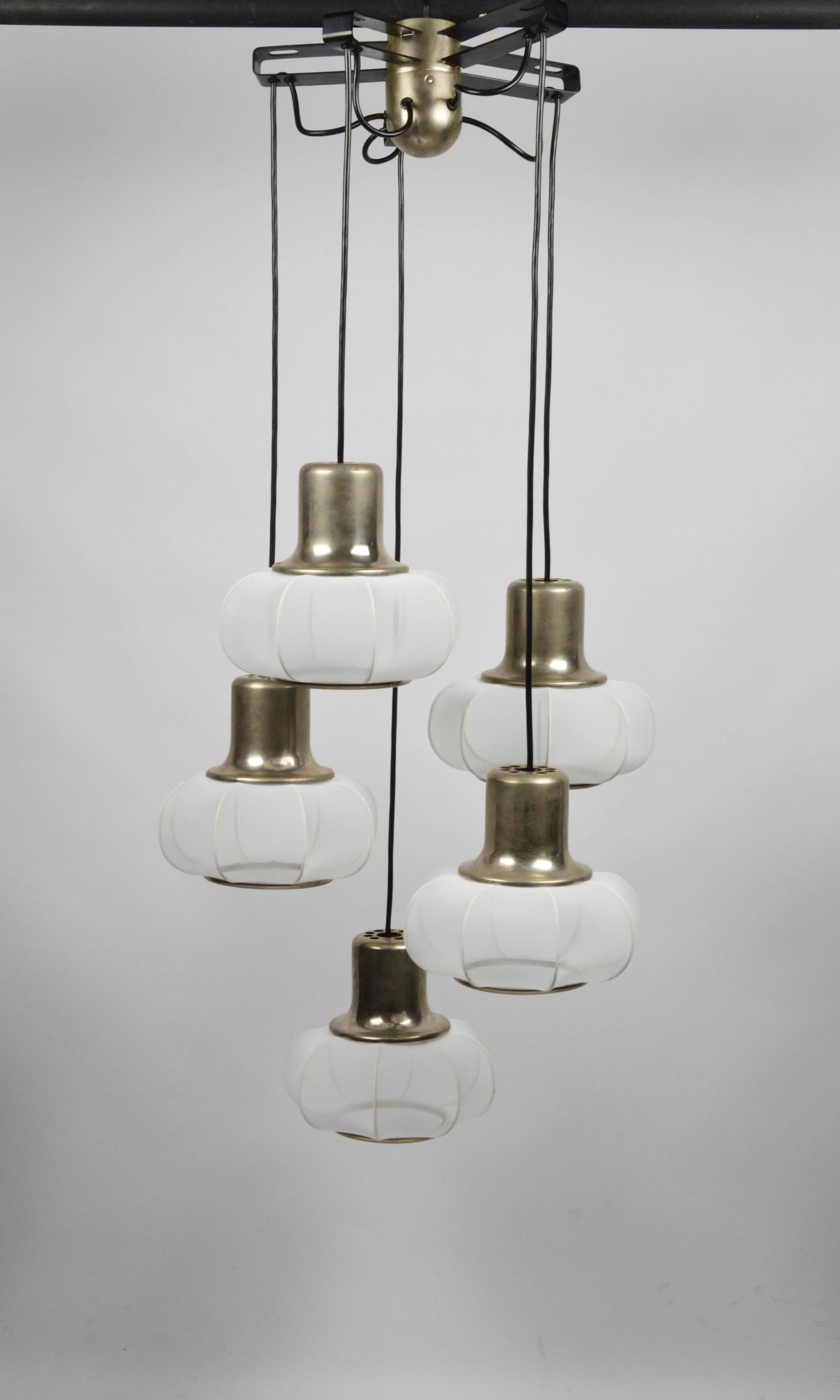 Pendant Lamp Space Age, white, metal, Poland, 1970s - 85175