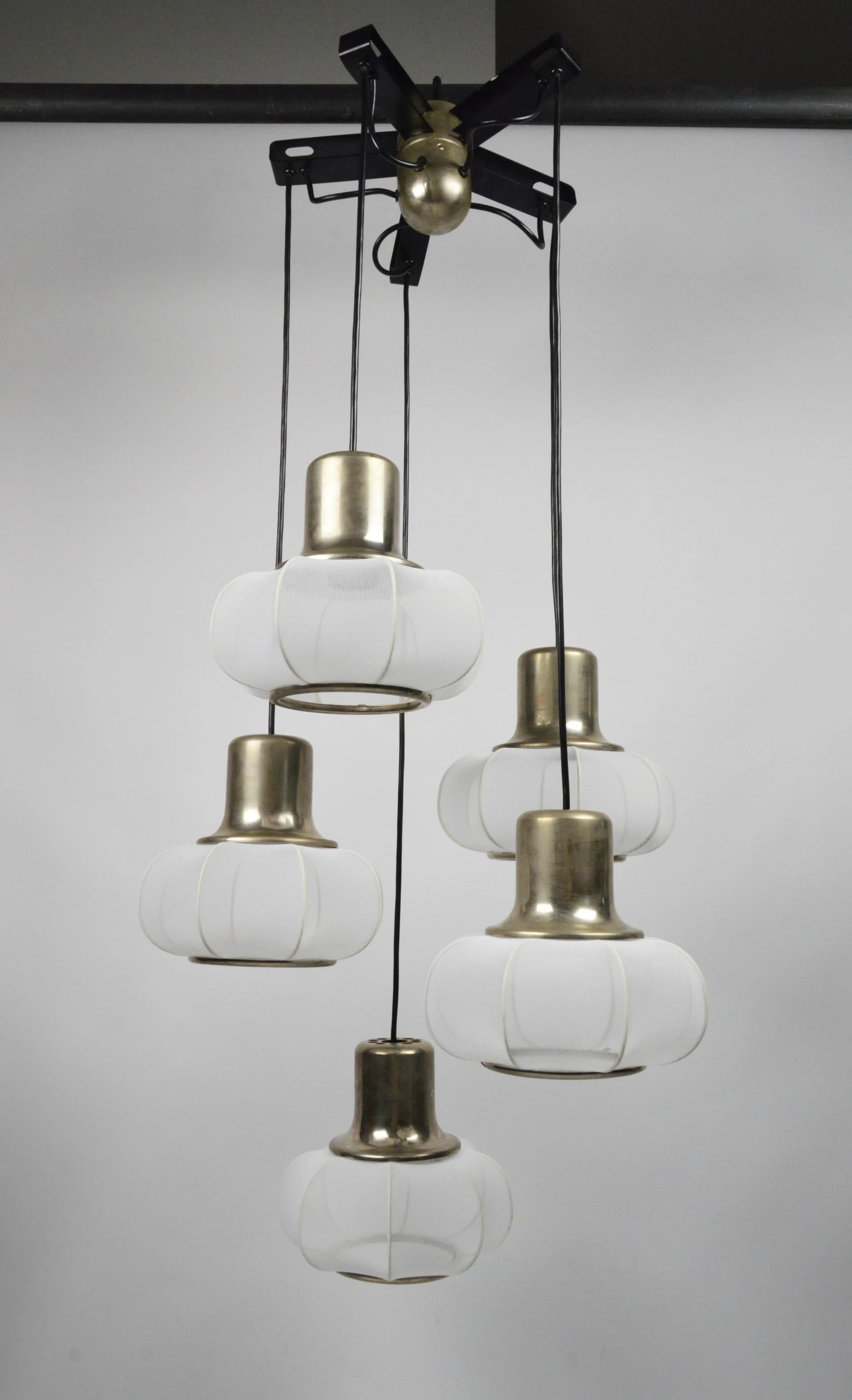 Pendant Lamp Space Age, white, metal, Poland, 1970s - 85182