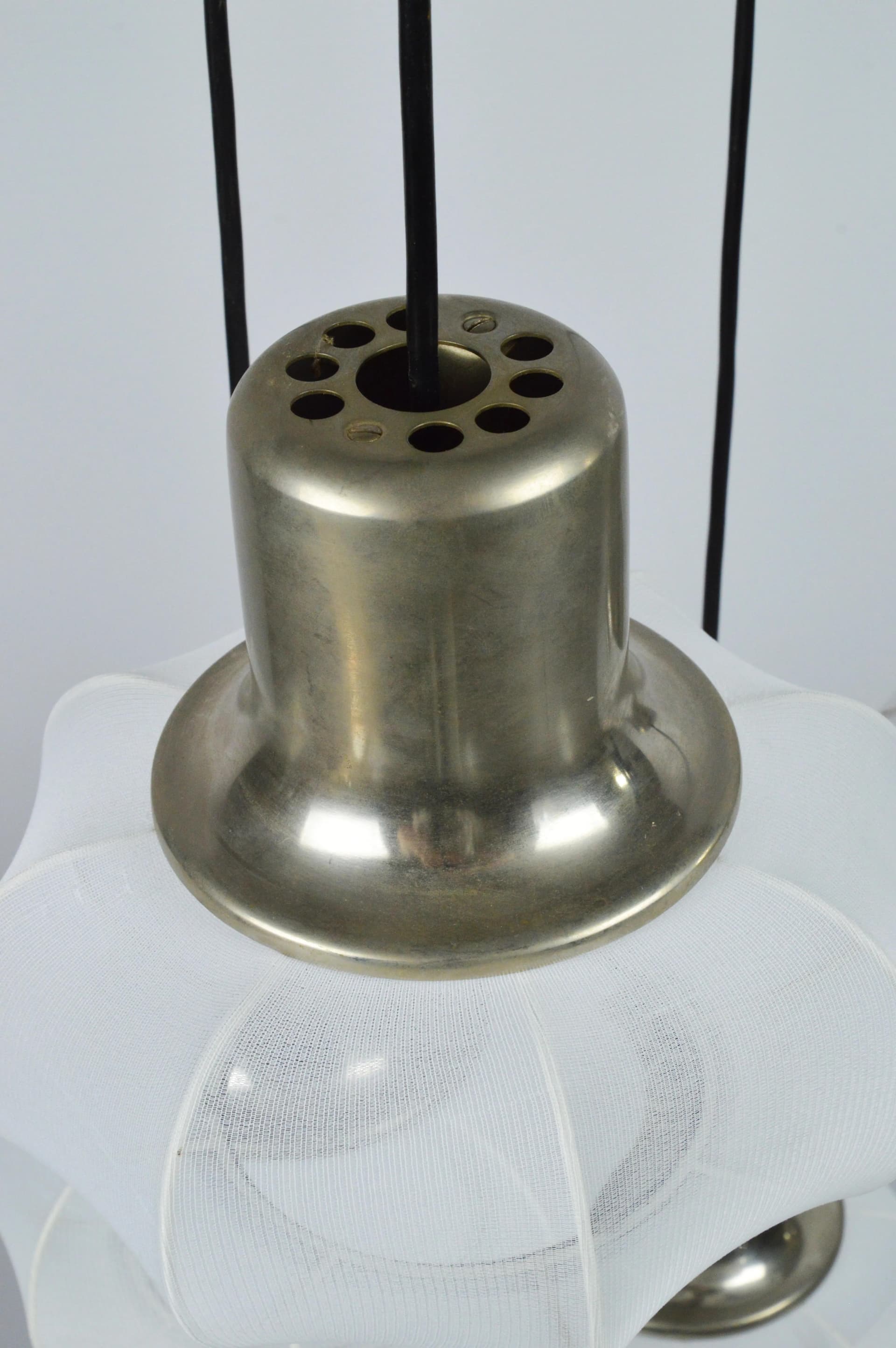 Pendant Lamp Space Age, white, metal, Poland, 1970s - 85179