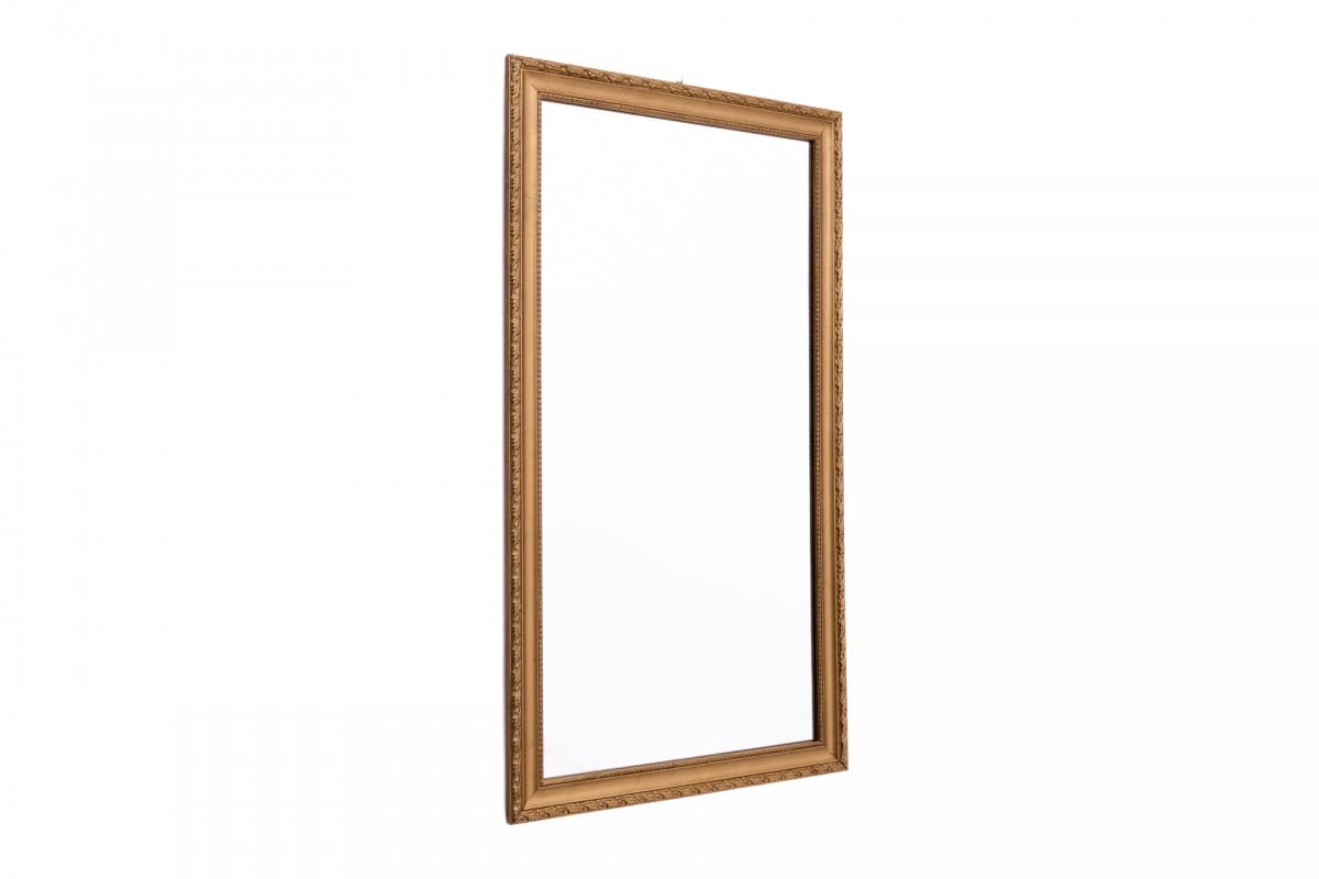Golden Rectangular Baroque Style Mirror, Wood, 21st Century - 57653