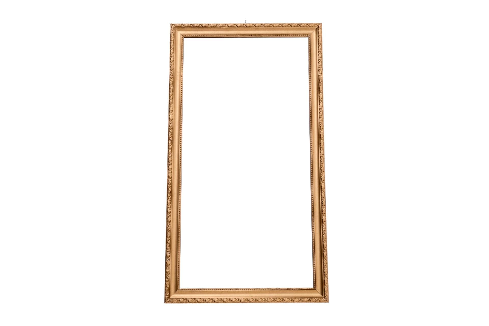 Golden Rectangular Baroque Style Mirror, Wood, 21st Century