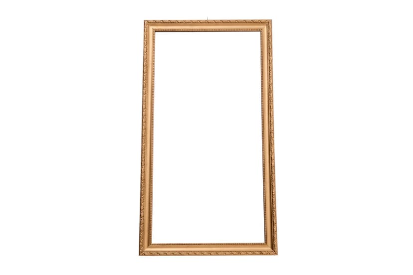 Złote, prostokątne lustro w stylu barokowym, drewno, XXI w.
