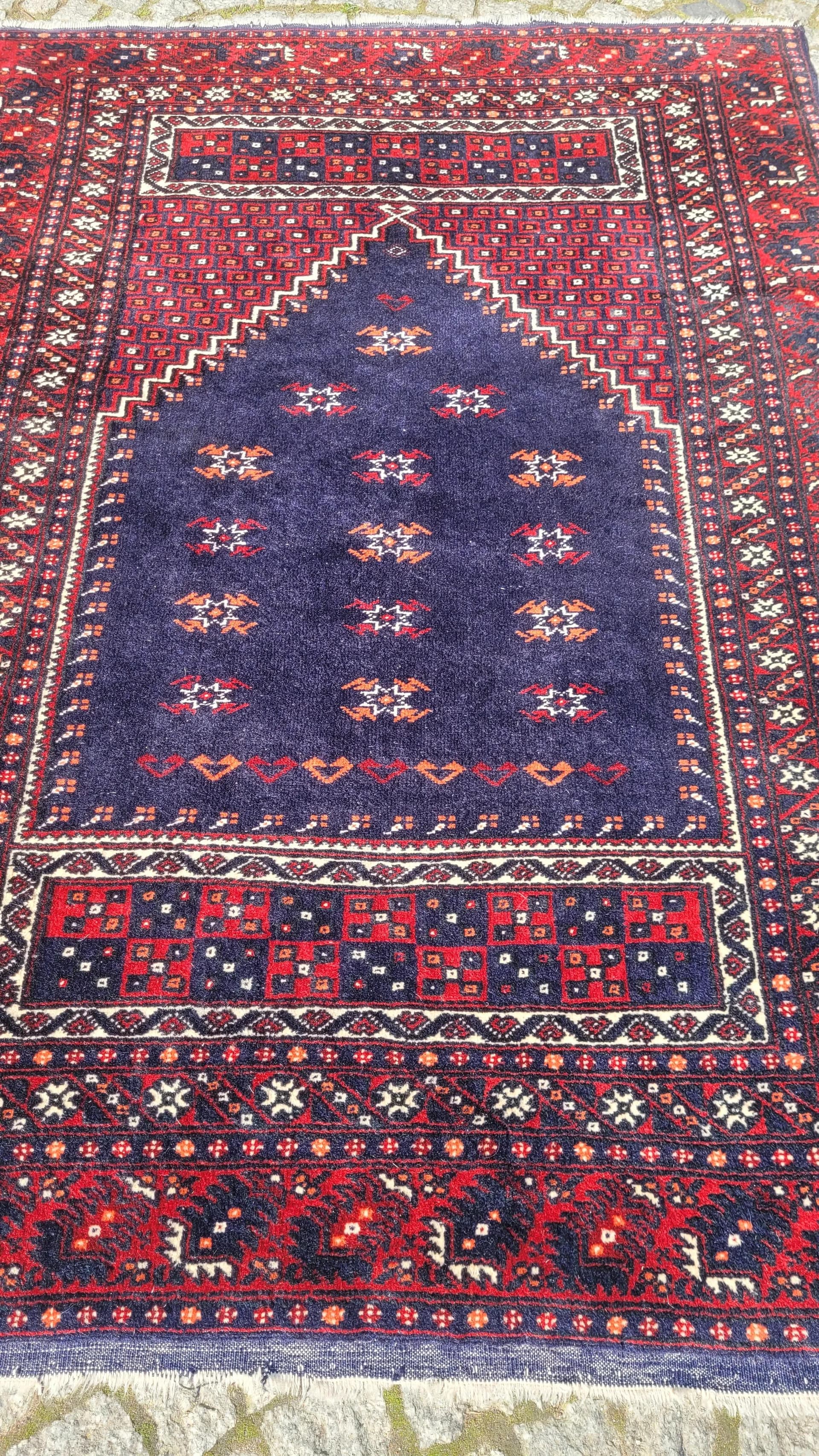 Dywan perski anatolijski, 116x164 cm, wełna granatowa, Turcja, lata 60. - 88051