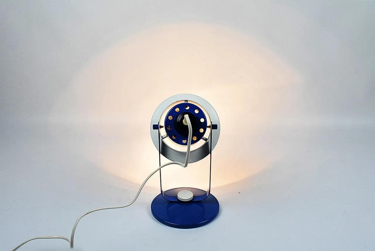 Lampka biurkowa, niebieski, metal, Polska, lata 80. - 85161