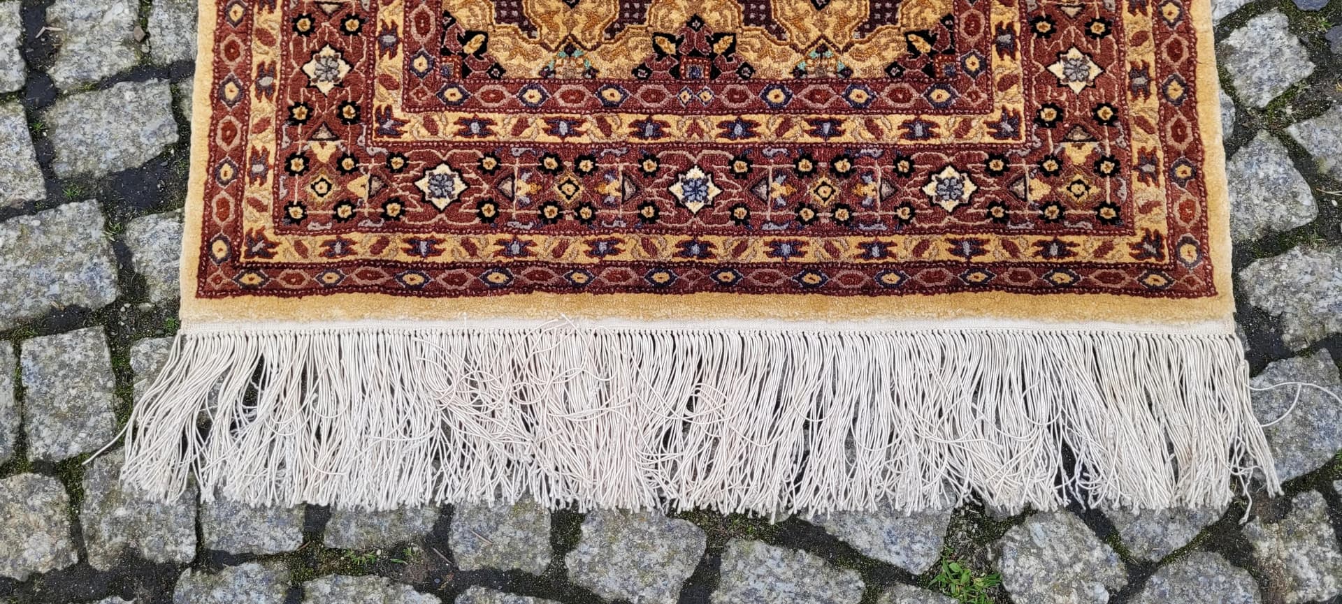 Dywan Ghom, 65x150 cm, jedwab beżowy, Iran - 88028