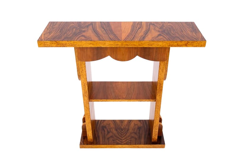 Orzechowa konsola Art Deco, Polska, lata 50.