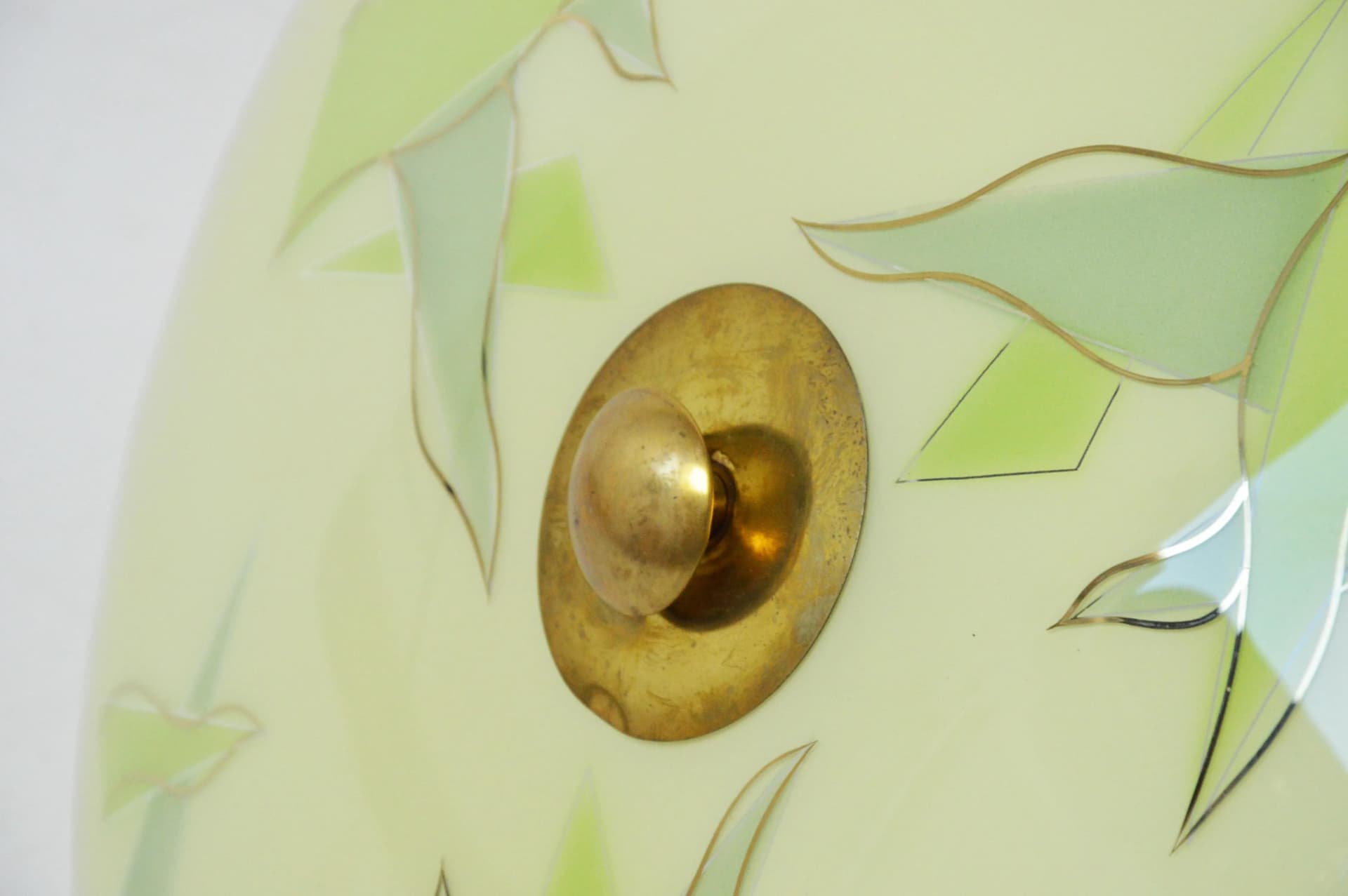 Pendant Lamp Parasol, green glass, Poland, 1960s. - 85128