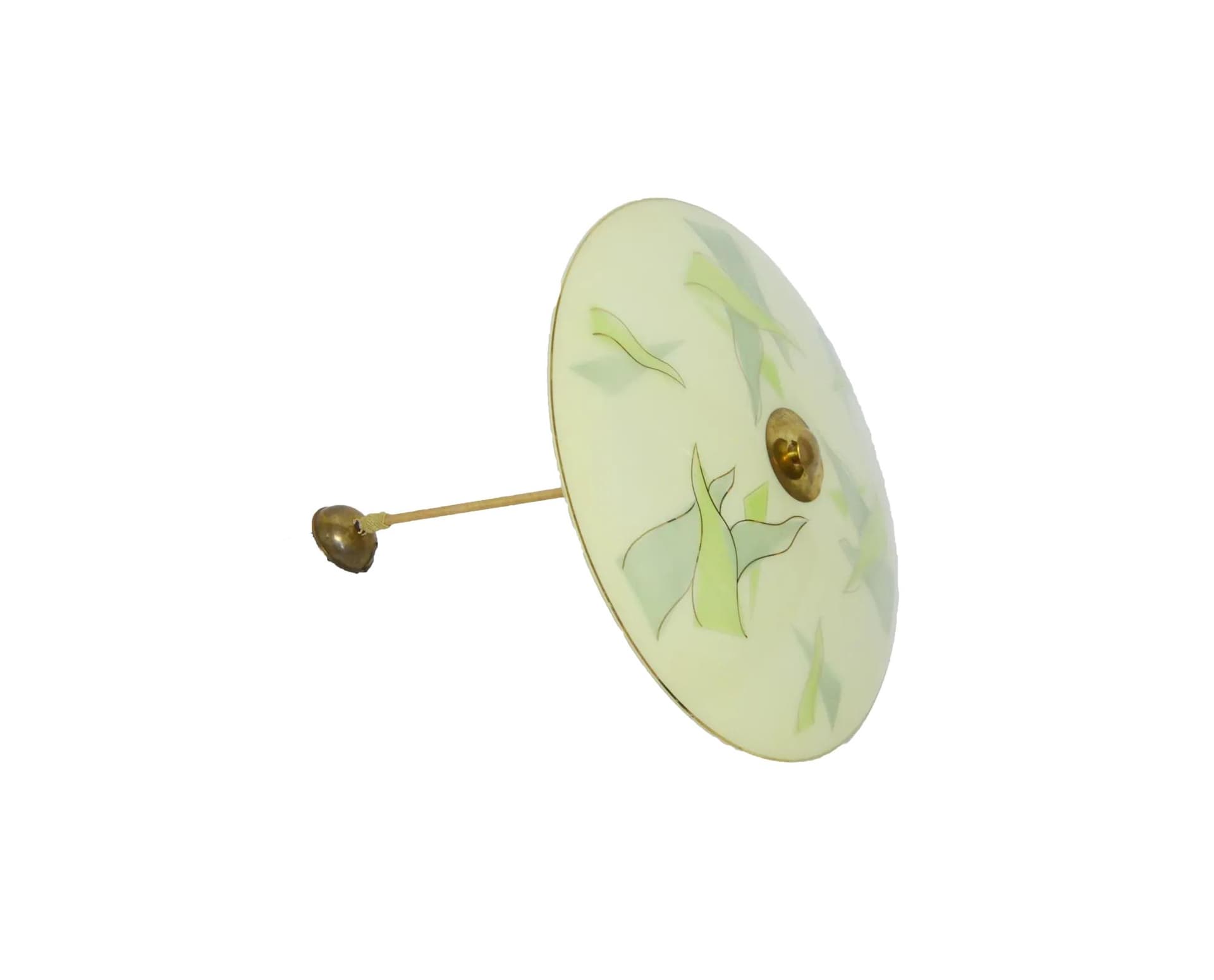 Pendant Lamp Parasol, green glass, Poland, 1960s.