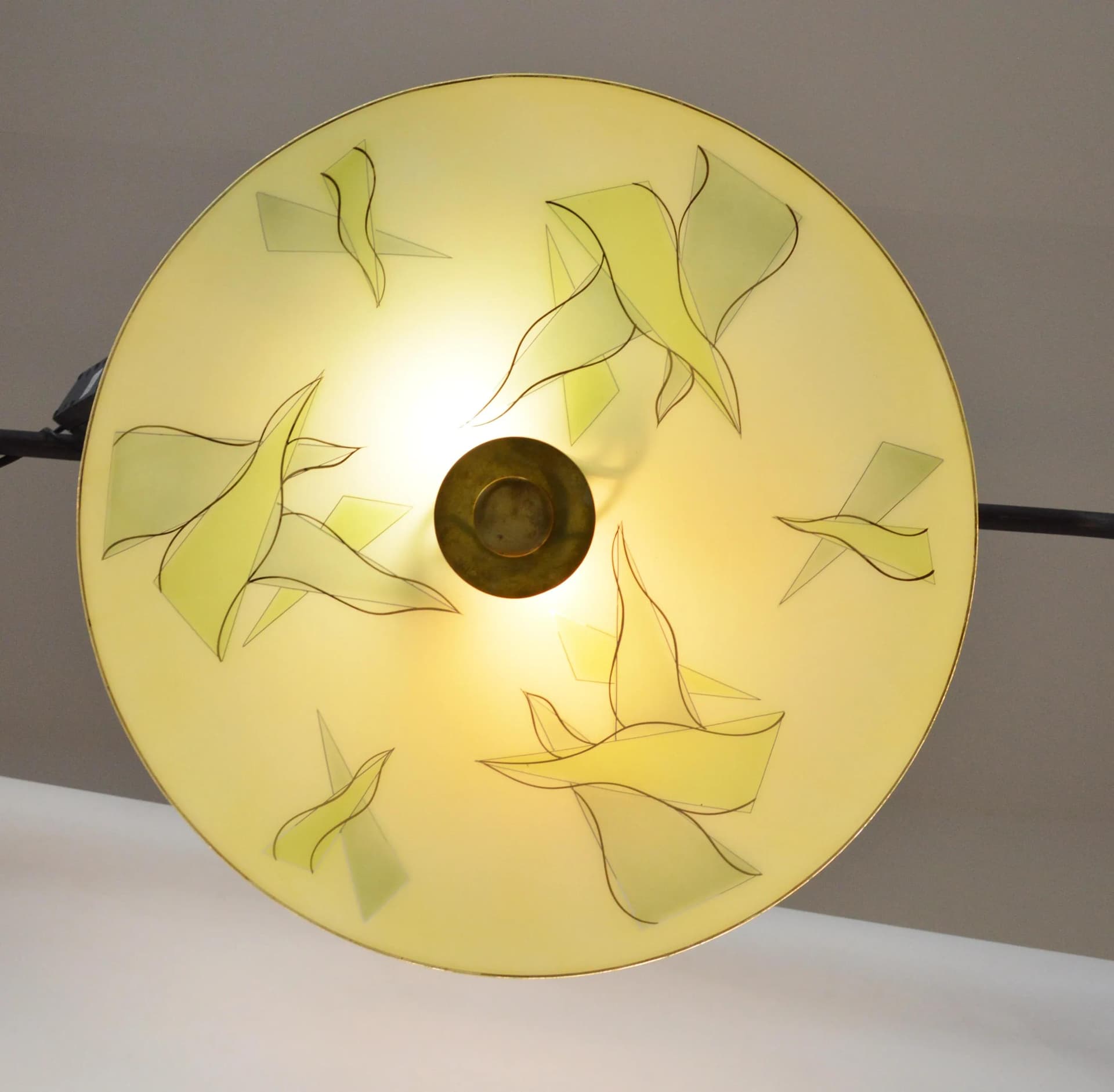 Pendant Lamp Parasol, green glass, Poland, 1960s. - 85131