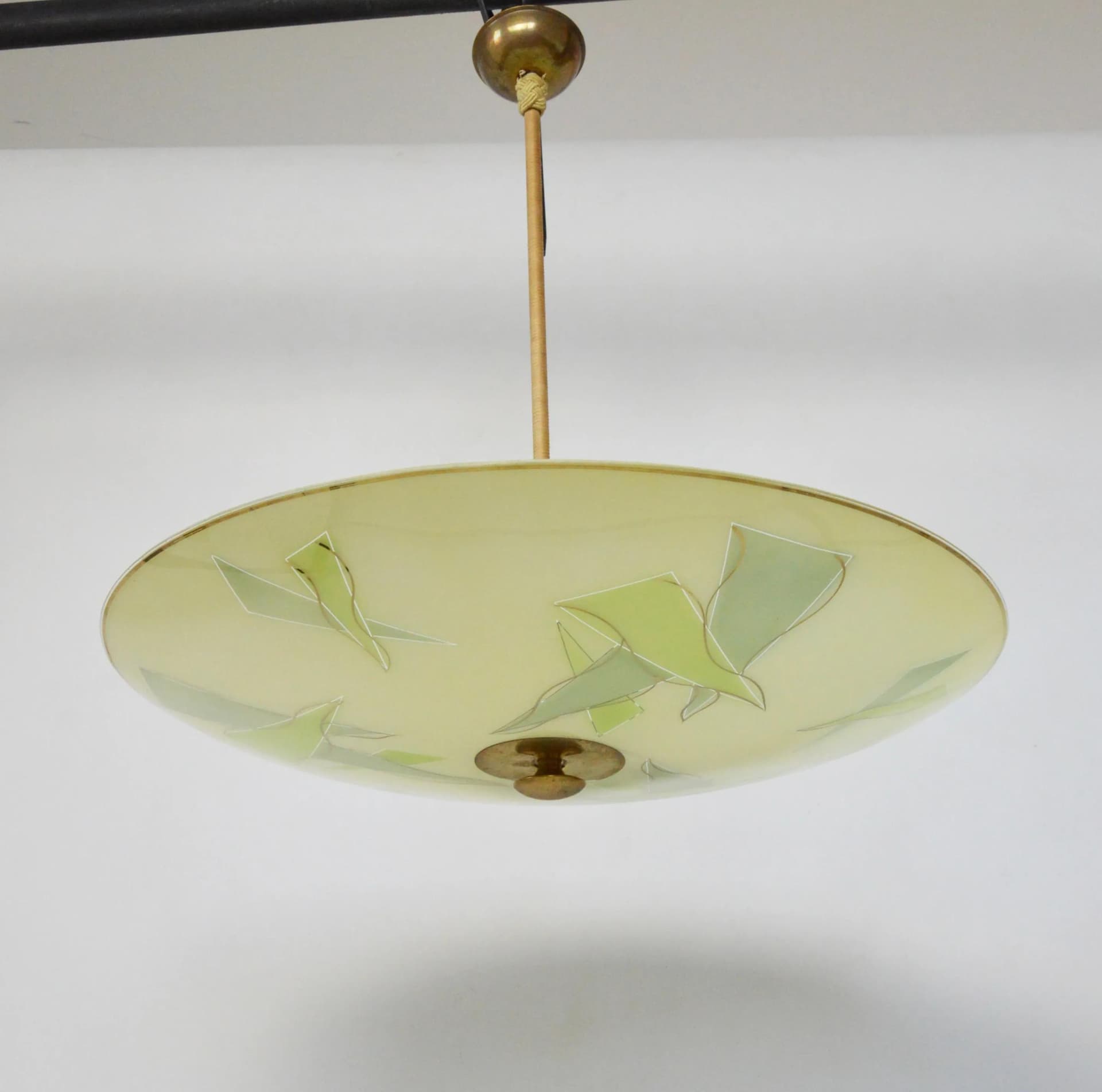 Pendant Lamp Parasol, green glass, Poland, 1960s. - 85130