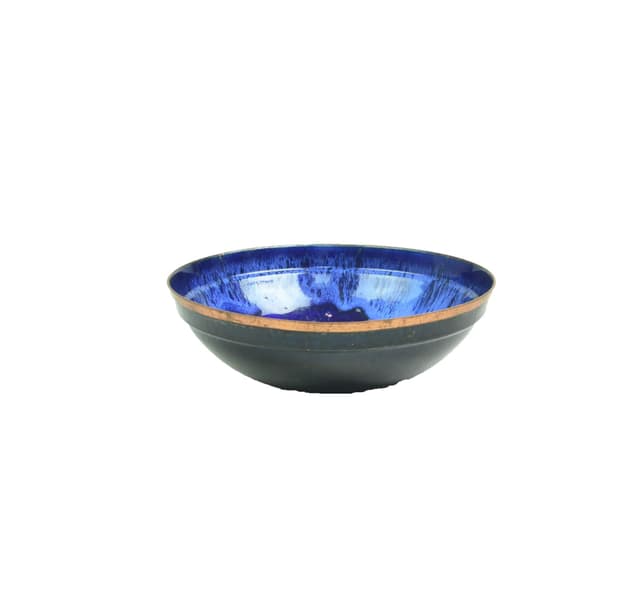 Decorative bowl, navy blue enamel, metal, Poland, 1970s. - DIMENSION