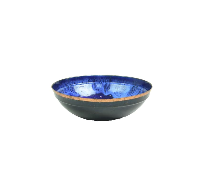 Decorative bowl, navy blue enamel, metal, Poland, 1970s.