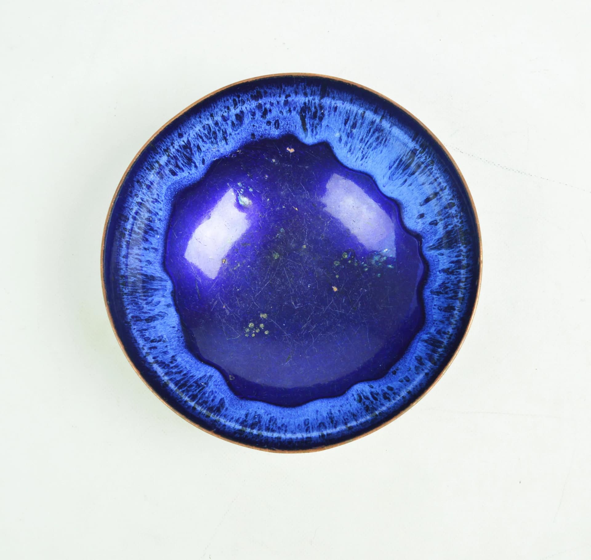 Decorative bowl, navy blue enamel, metal, Poland, 1970s. - 85107