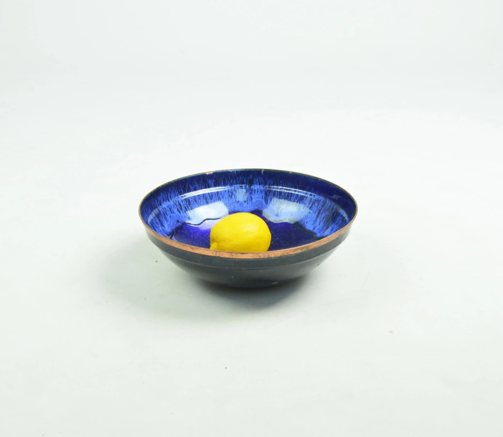 Decorative bowl, navy blue enamel, metal, Poland, 1970s. - 85103